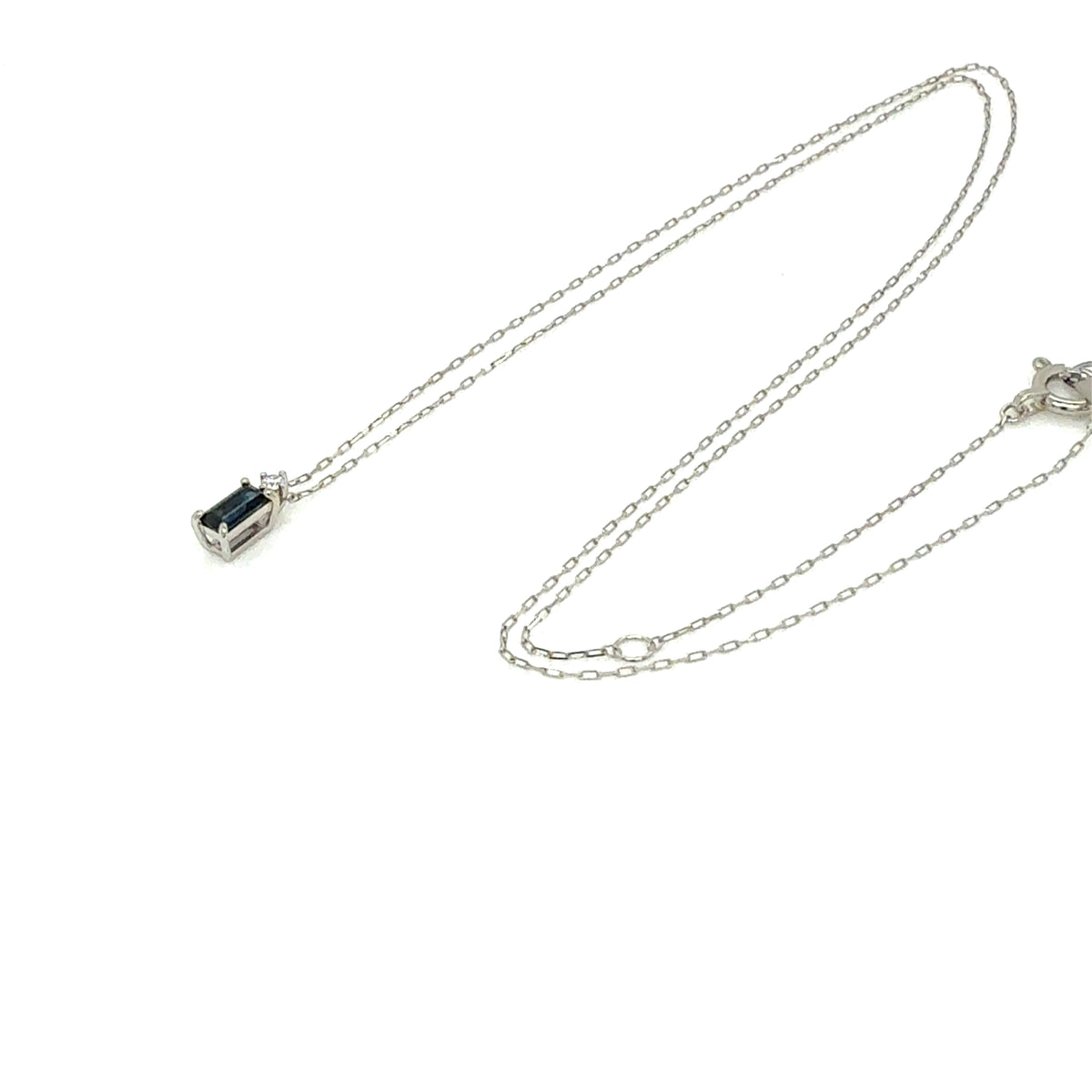 Sapphire Vertical Baguette with Dia Necklace 0.01ct