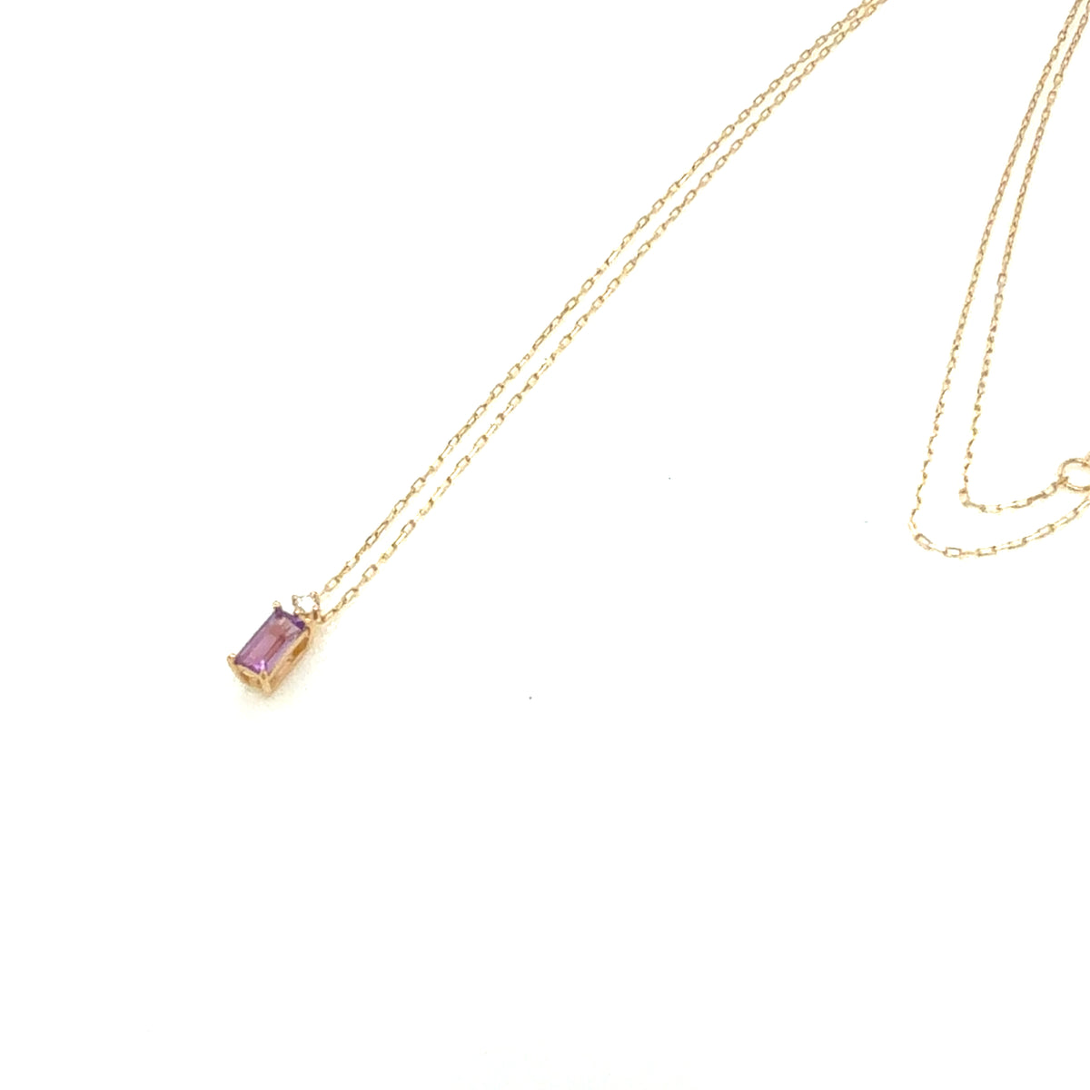 Amethyst Vertical Baguette with Dia Necklace 0.01ct
