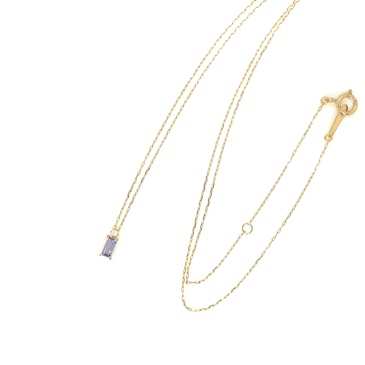 Tanzanite Vertical Baguette with Dia Necklace 0.01ct