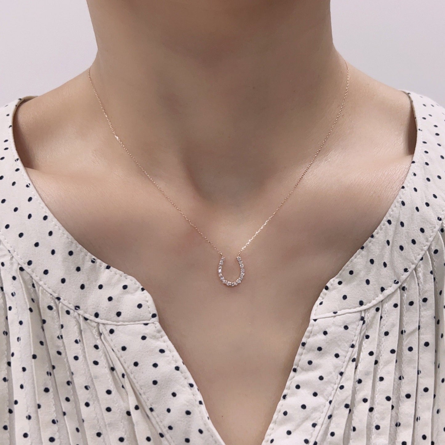 17Dia Horseshoe Necklace 0.2ct - JMW Jewelry Wholesale