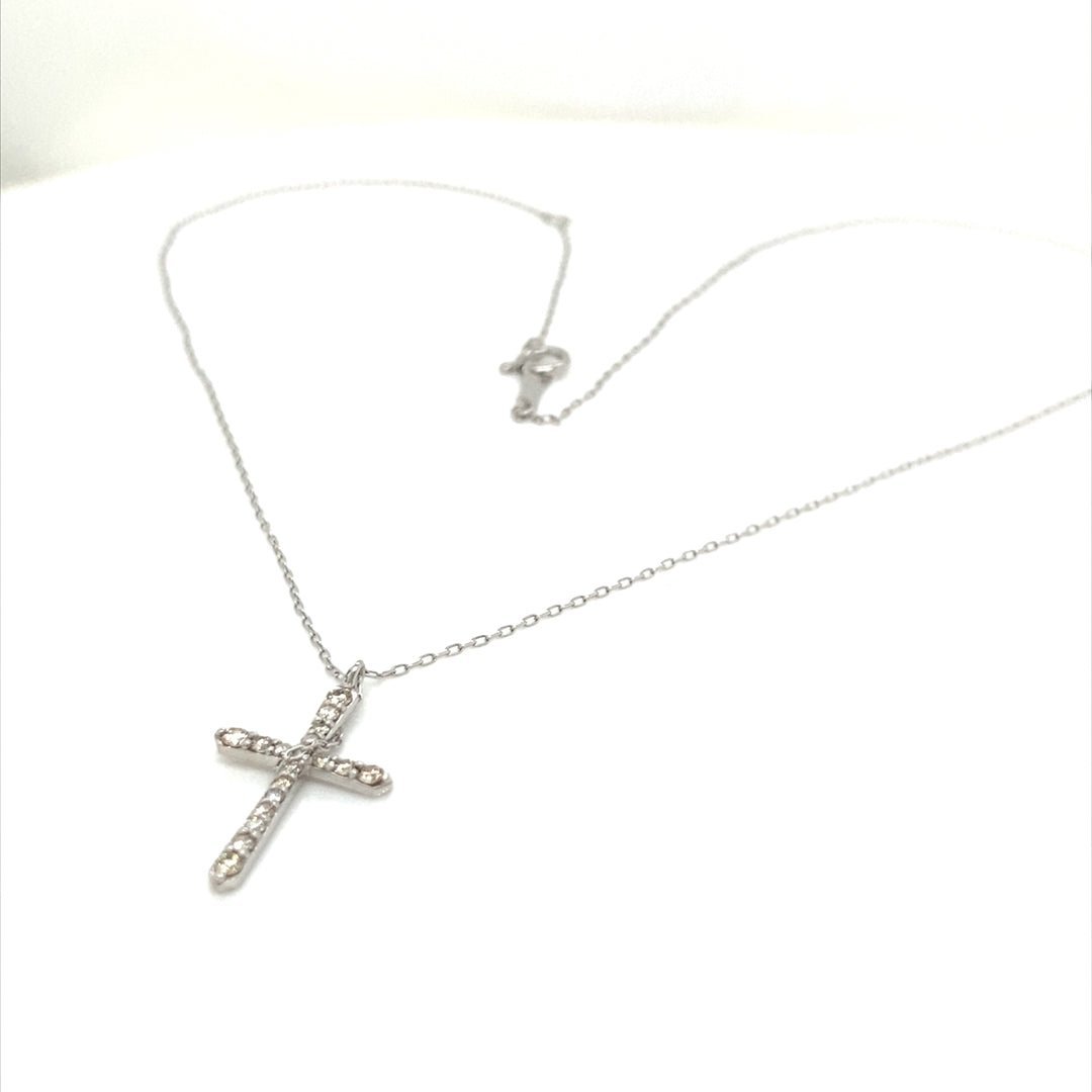 18 Dia Cross Necklace 0.15ct - JMW Jewelry Wholesale