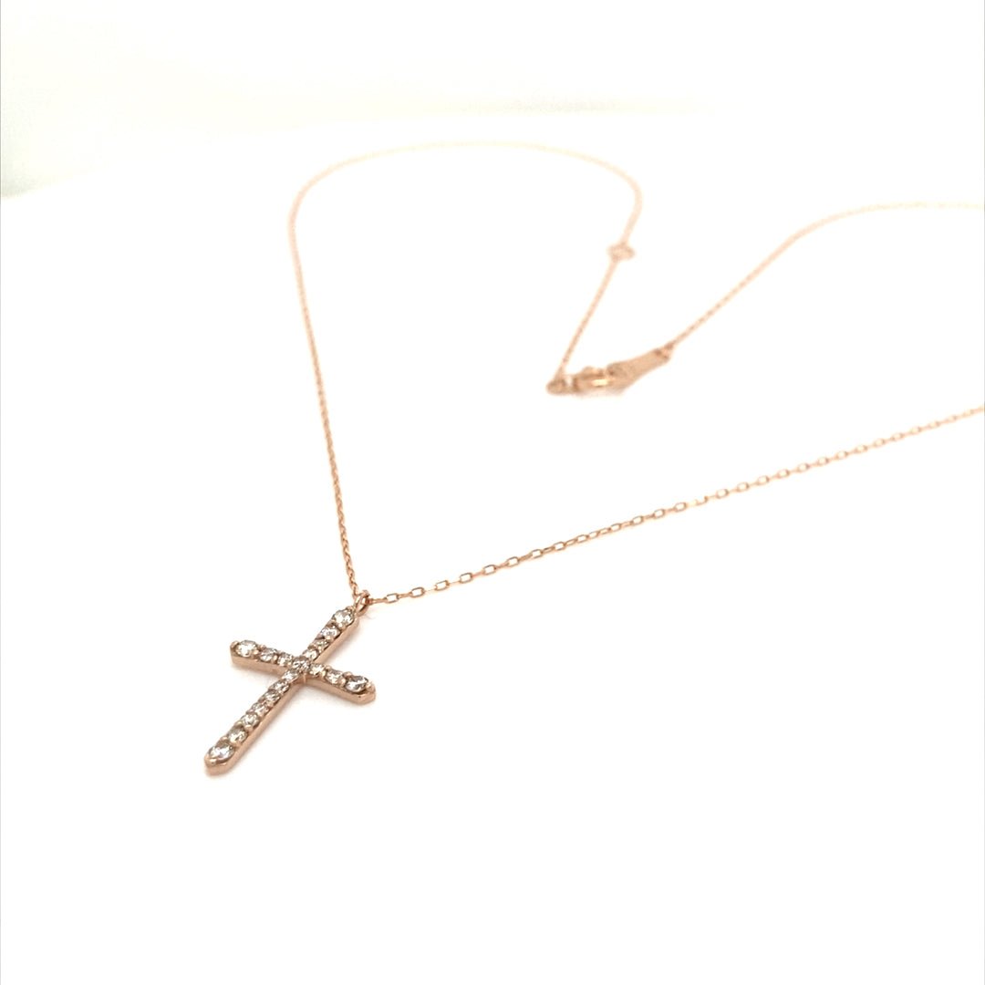 18 Dia Cross Necklace 0.15ct - JMW Jewelry Wholesale