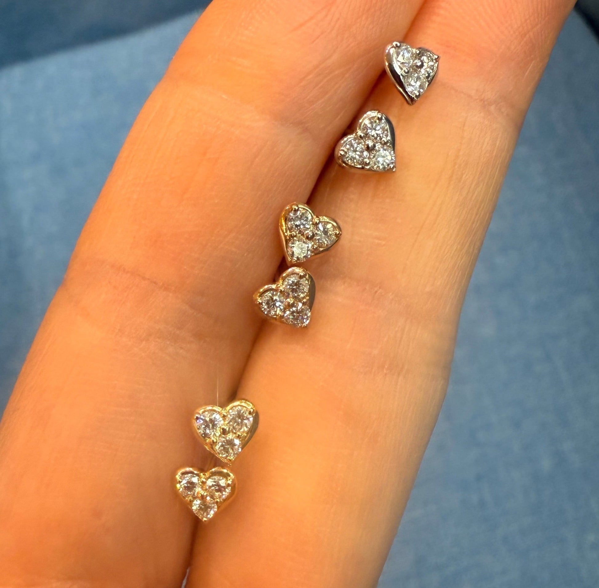 3 Dia Heart Earrings 0.2ct - JMW Jewelry Wholesale