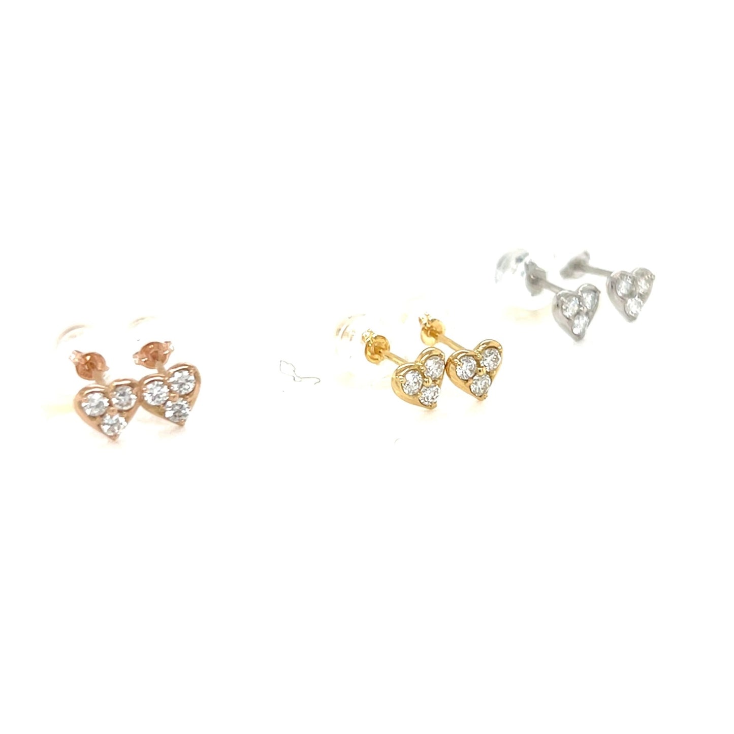 3 Dia Heart Earrings 0.2ct - JMW Jewelry Wholesale