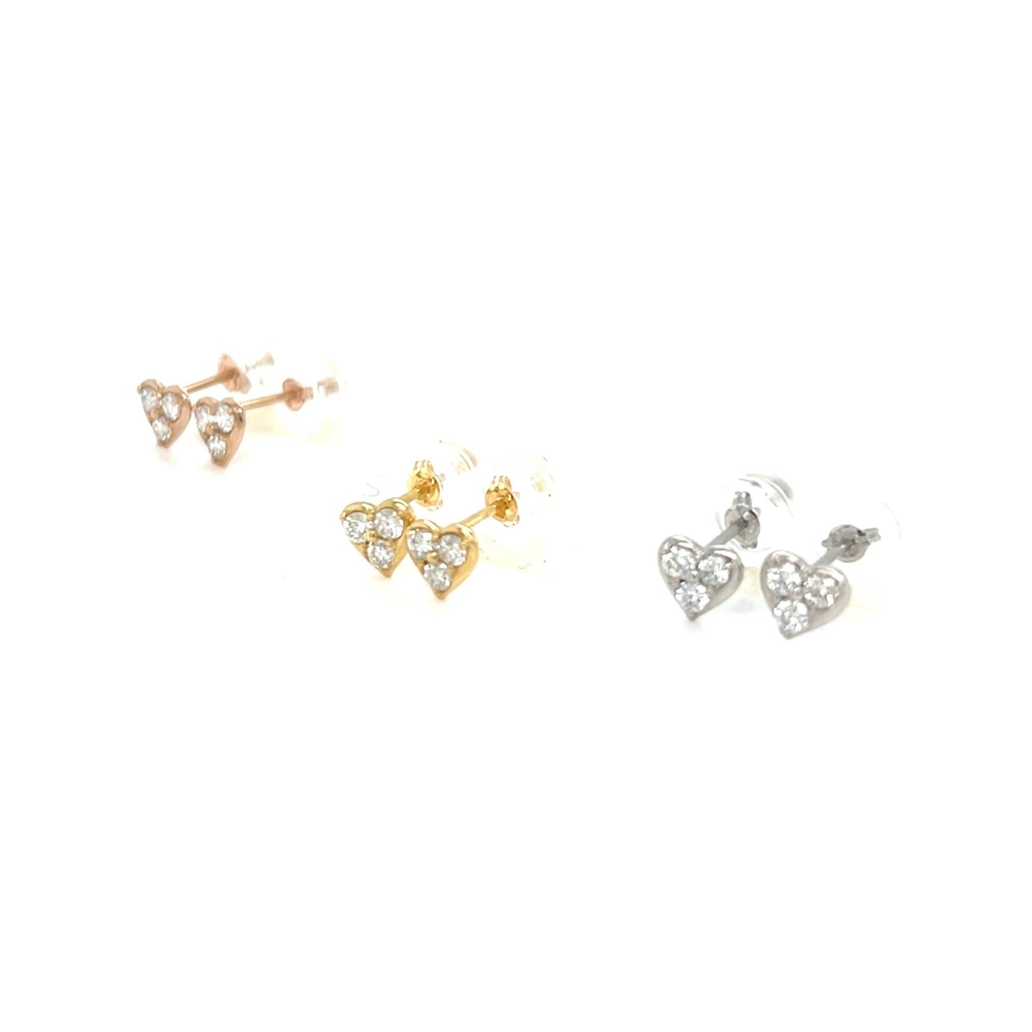 3 Dia Heart Earrings 0.2ct - JMW Jewelry Wholesale