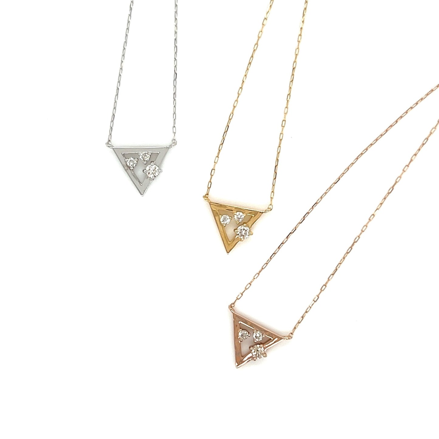 3 Dia Triangle Necklace 0.06ct - JMW Jewelry Wholesale