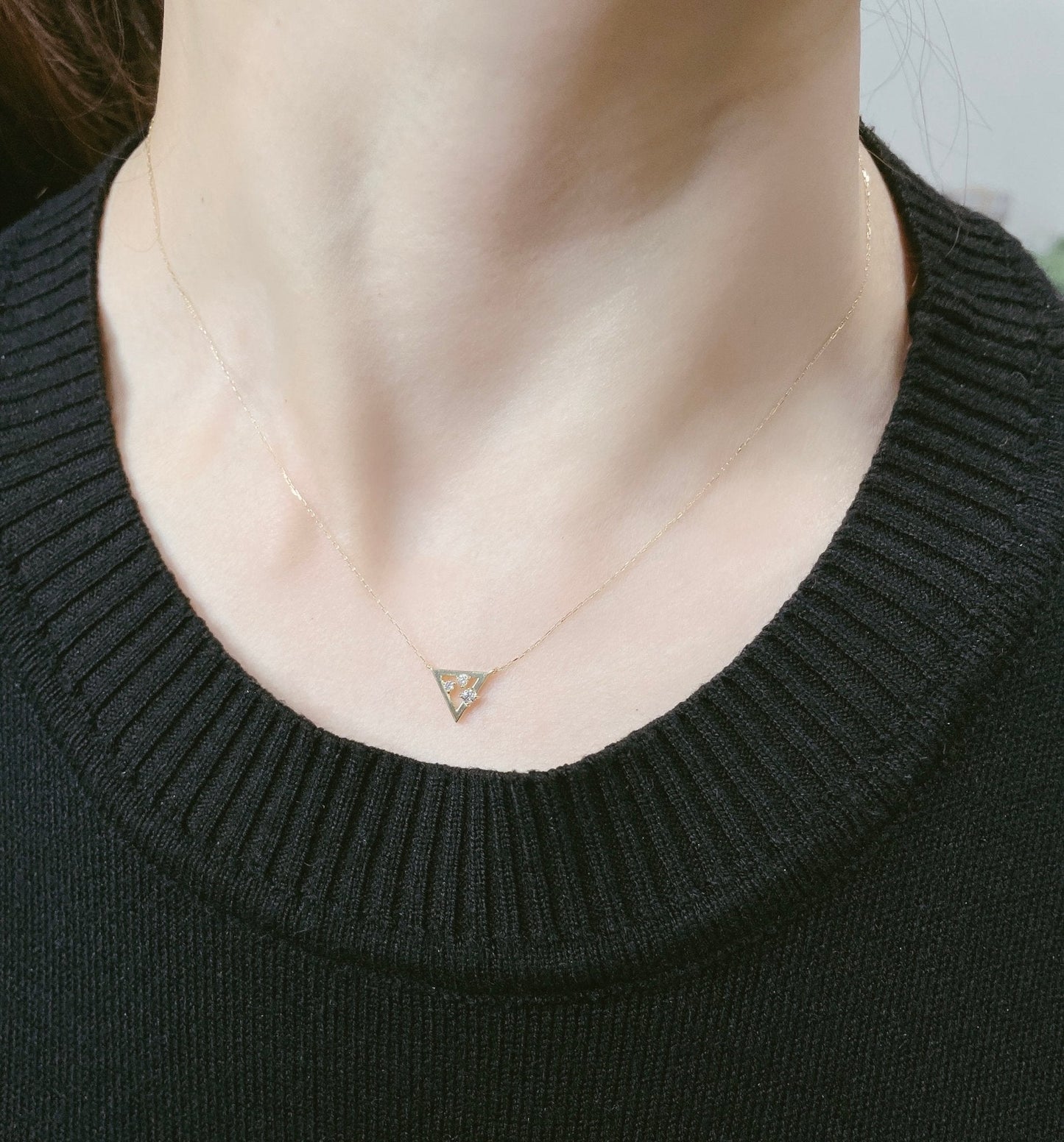 3 Dia Triangle Necklace 0.06ct - JMW Jewelry Wholesale