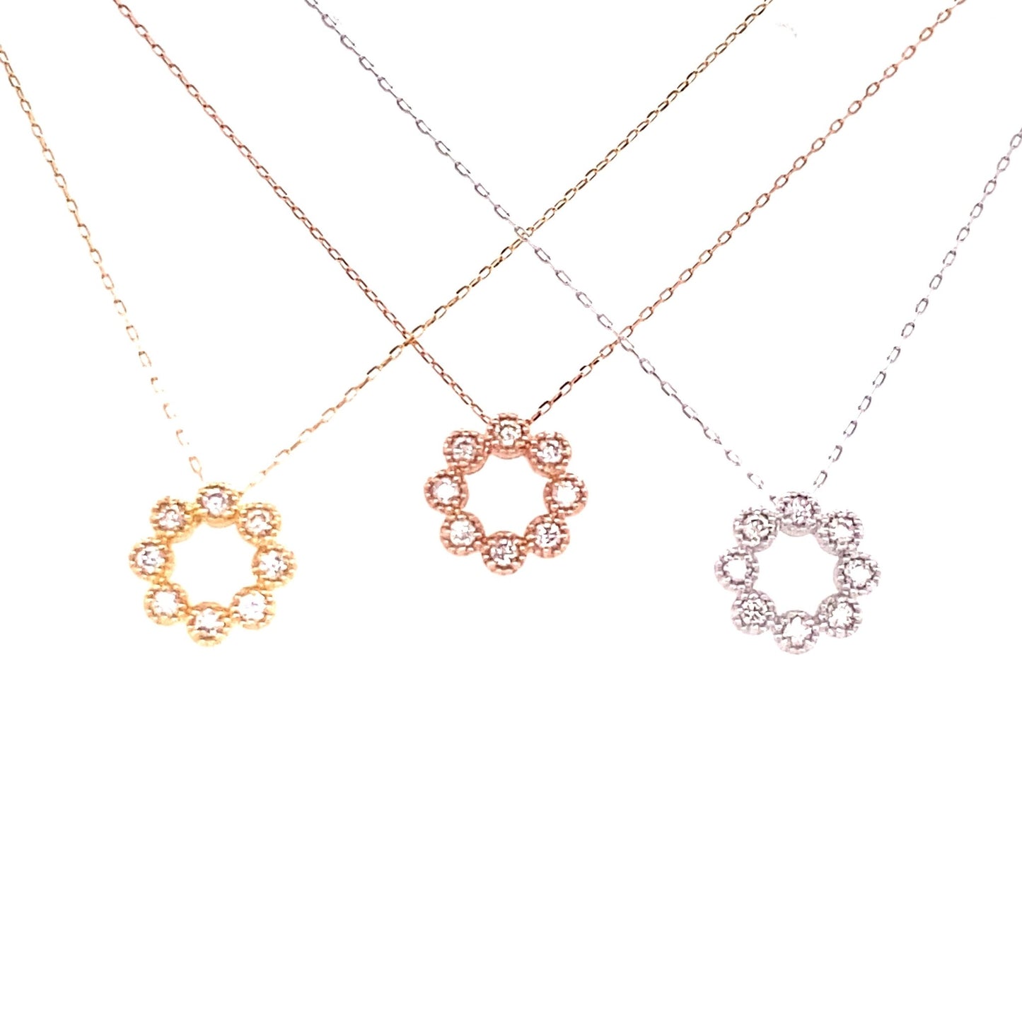 8 Diamond Hollow Flower Necklace 0.1ct - JMW Jewelry Wholesale