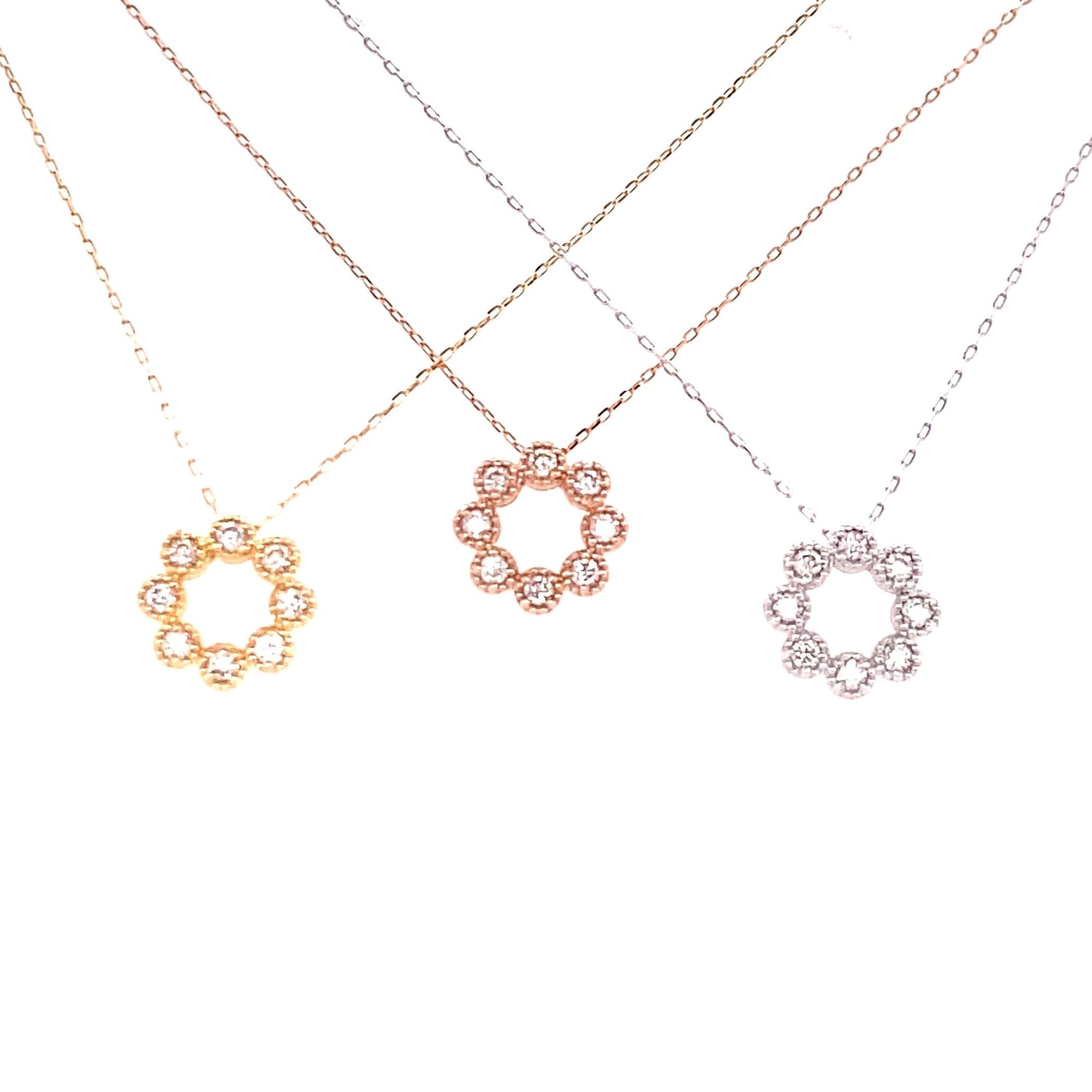8 Diamond Hollow Flower Necklace 0.1ct - JMW Jewelry Wholesale