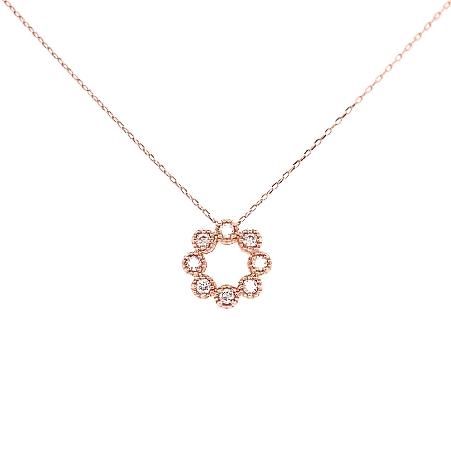 8 Diamond Hollow Flower Necklace 0.1ct - JMW Jewelry Wholesale