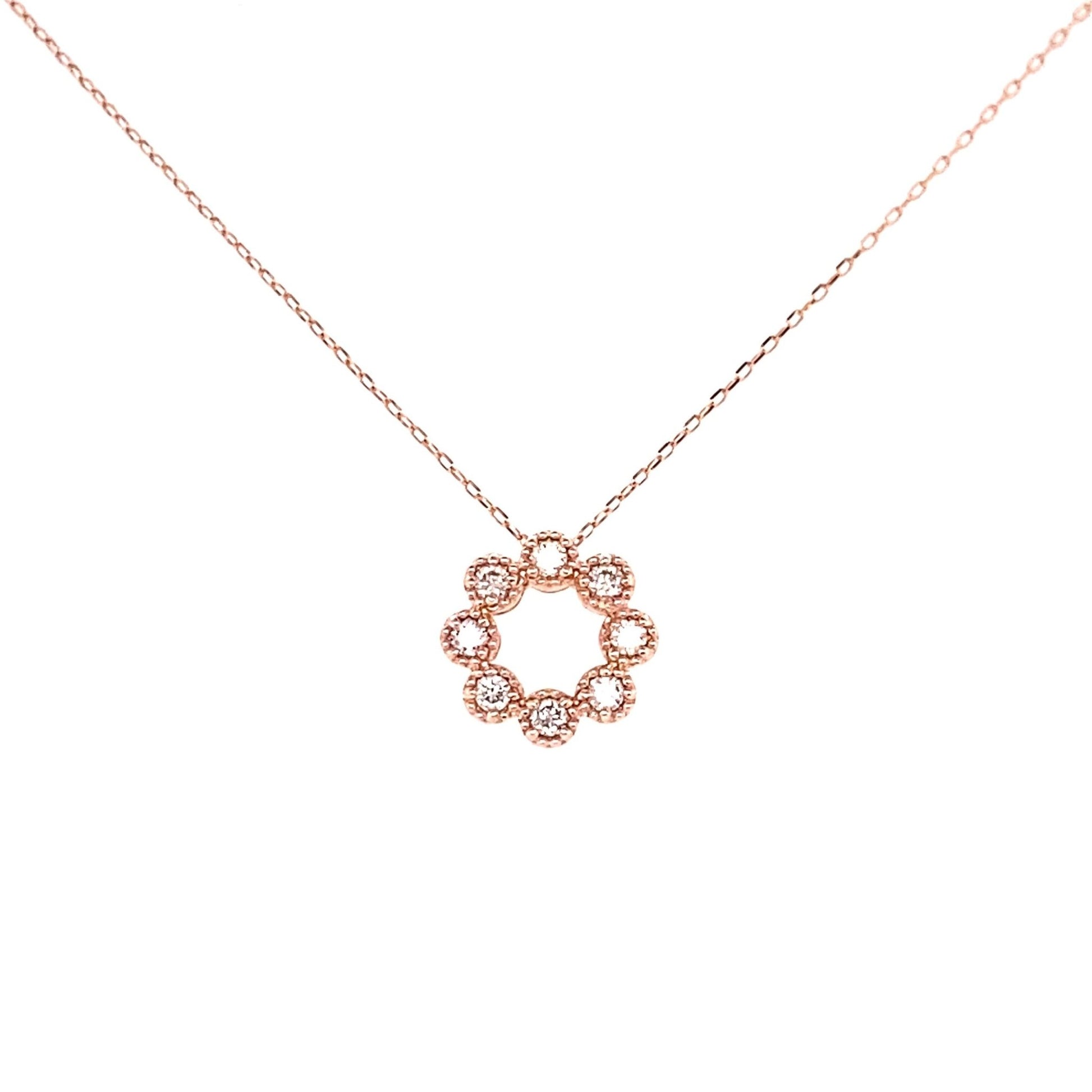 8 Diamond Hollow Flower Necklace 0.1ct - JMW Jewelry Wholesale