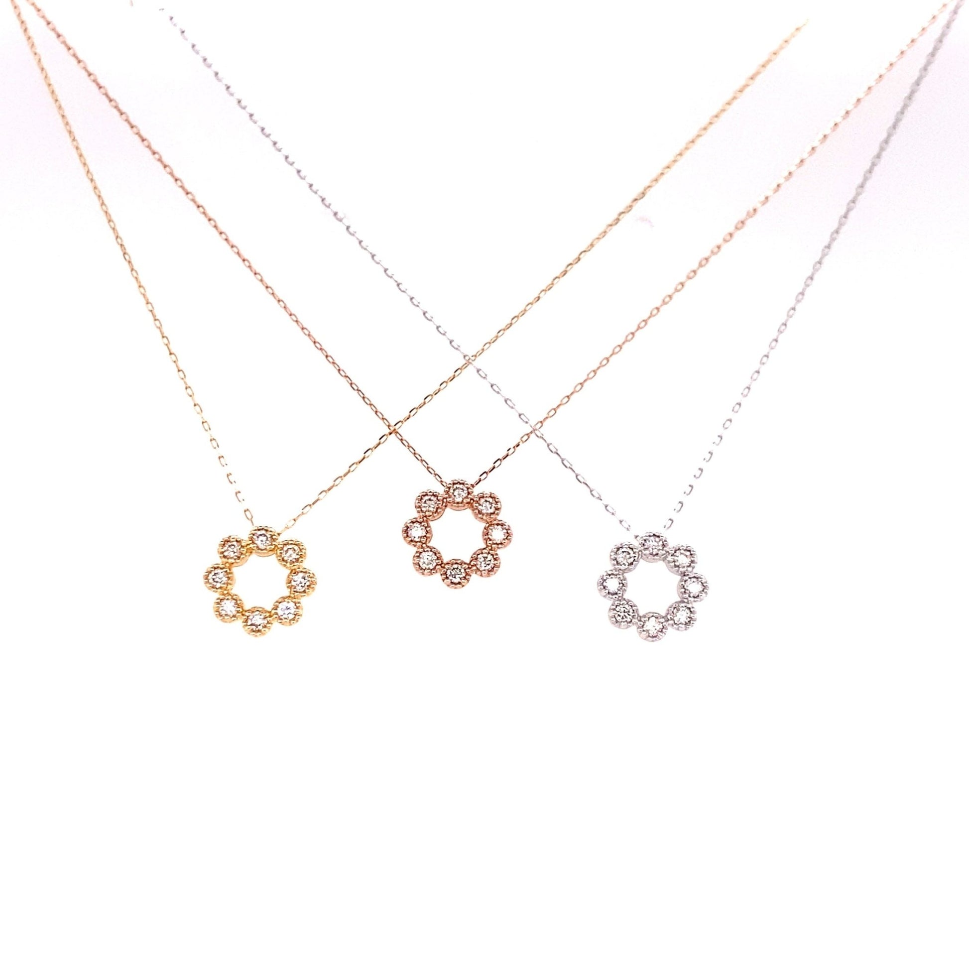 8 Diamond Hollow Flower Necklace 0.1ct - JMW Jewelry Wholesale