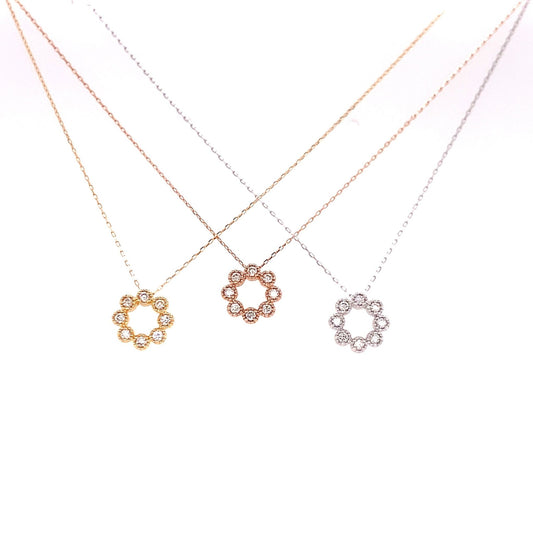 8 Diamond Hollow Flower Necklace 0.1ct - JMW Jewelry Wholesale