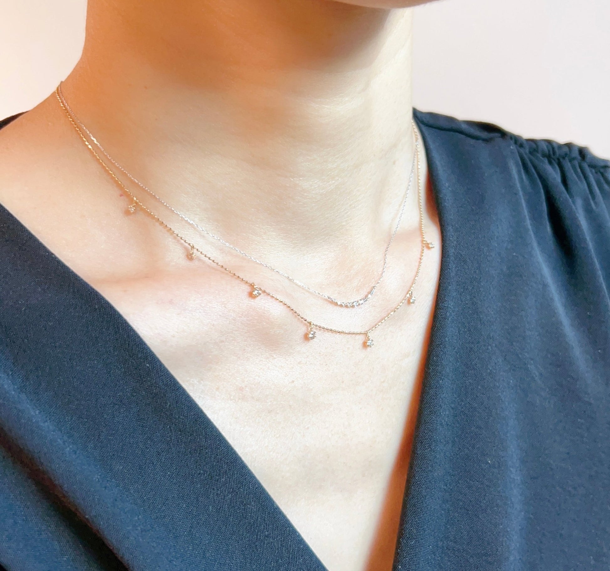 9 Dia Smile Necklace 0.1ct - JMW Jewelry Wholesale