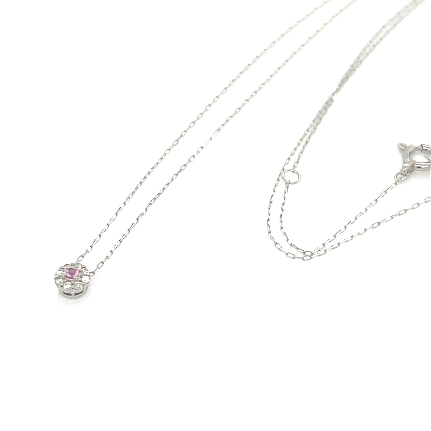 Pink Sapphire Round Flower Necklace 0.02/0.04ct
