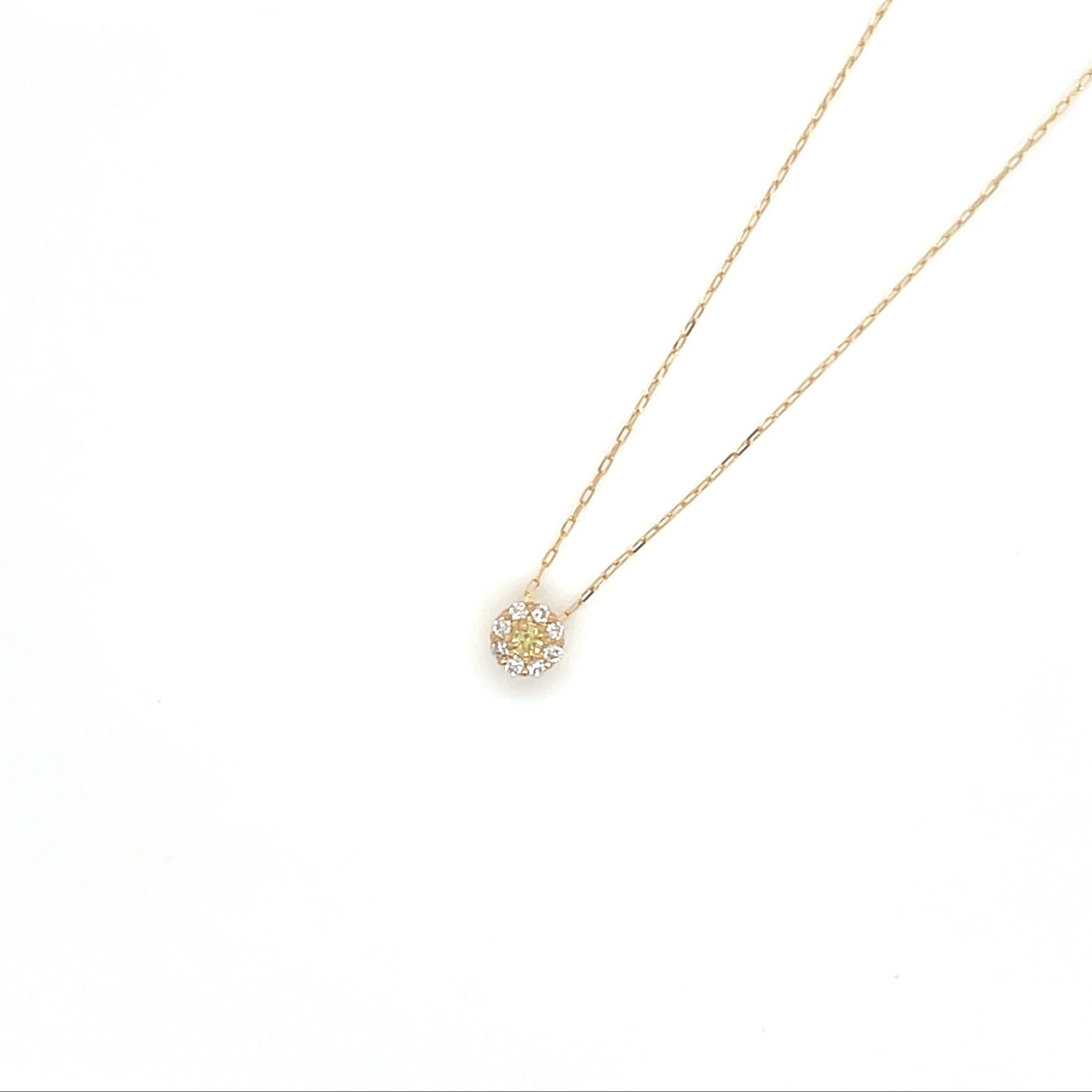 Yellow Sapphire Round Flower Necklace 0.02/0.04ct