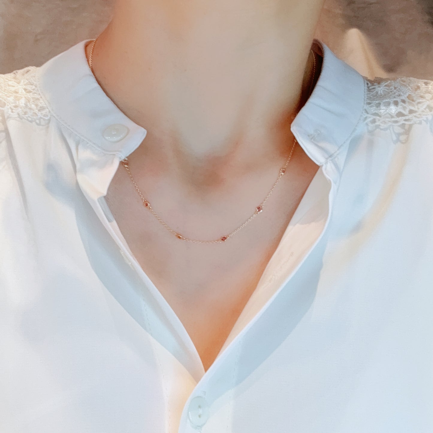 Pink Tourmaline Bubble Station Necklace