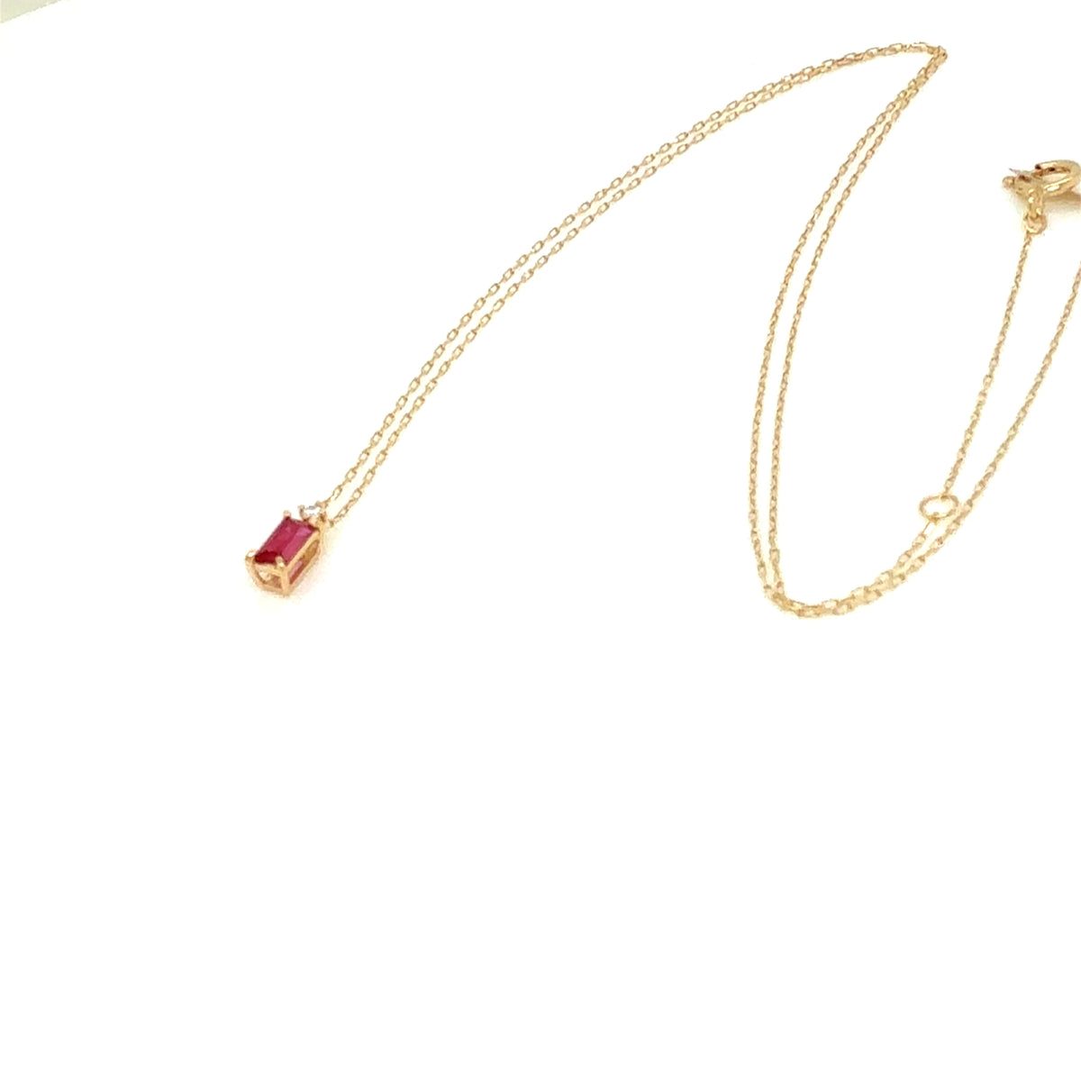 Ruby Vertical Baguette with Dia Necklace 0.01ct