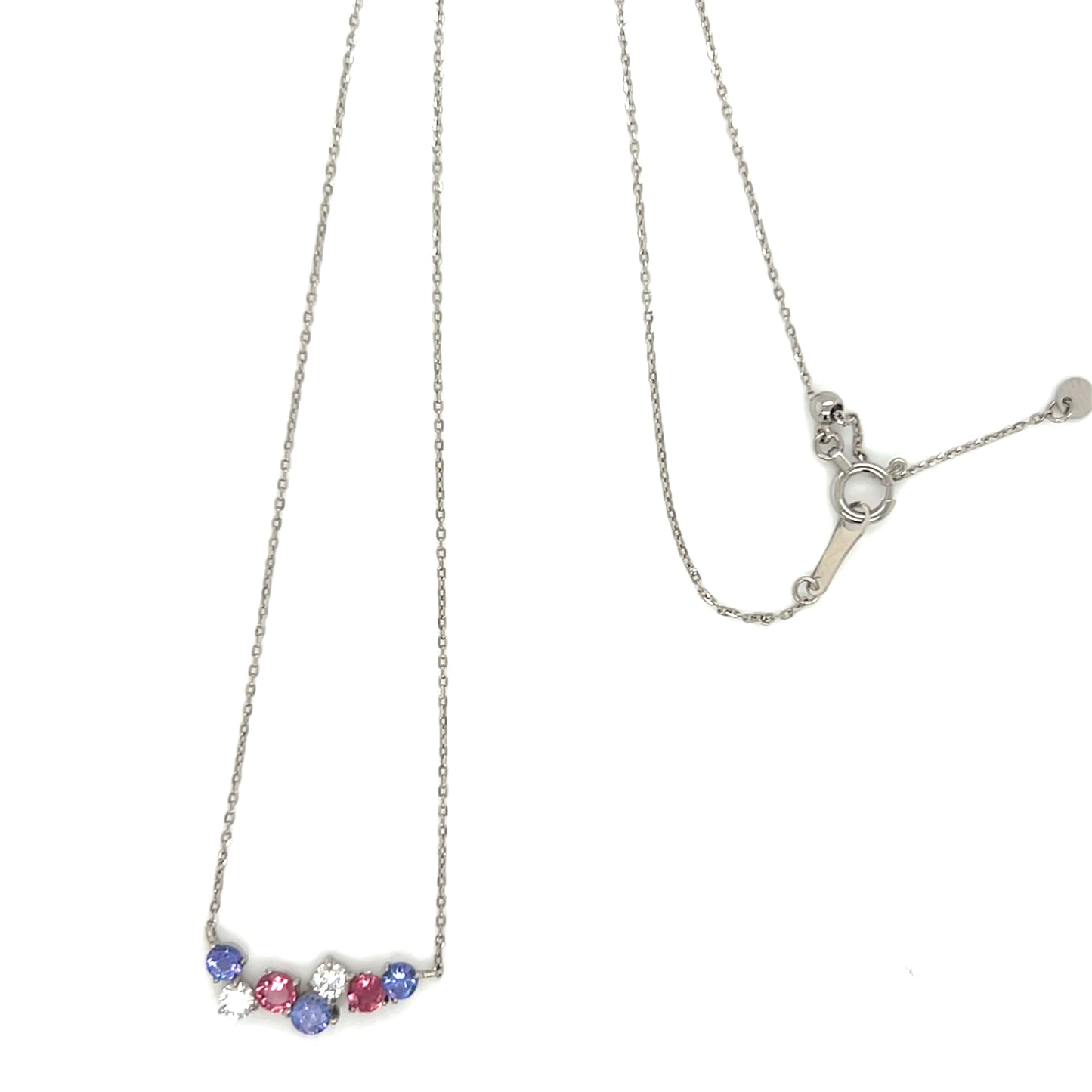 Dreamy Wavy Smile Necklace 0.14ct
Tanzanite/Pink Tourmaline: 0.3ct