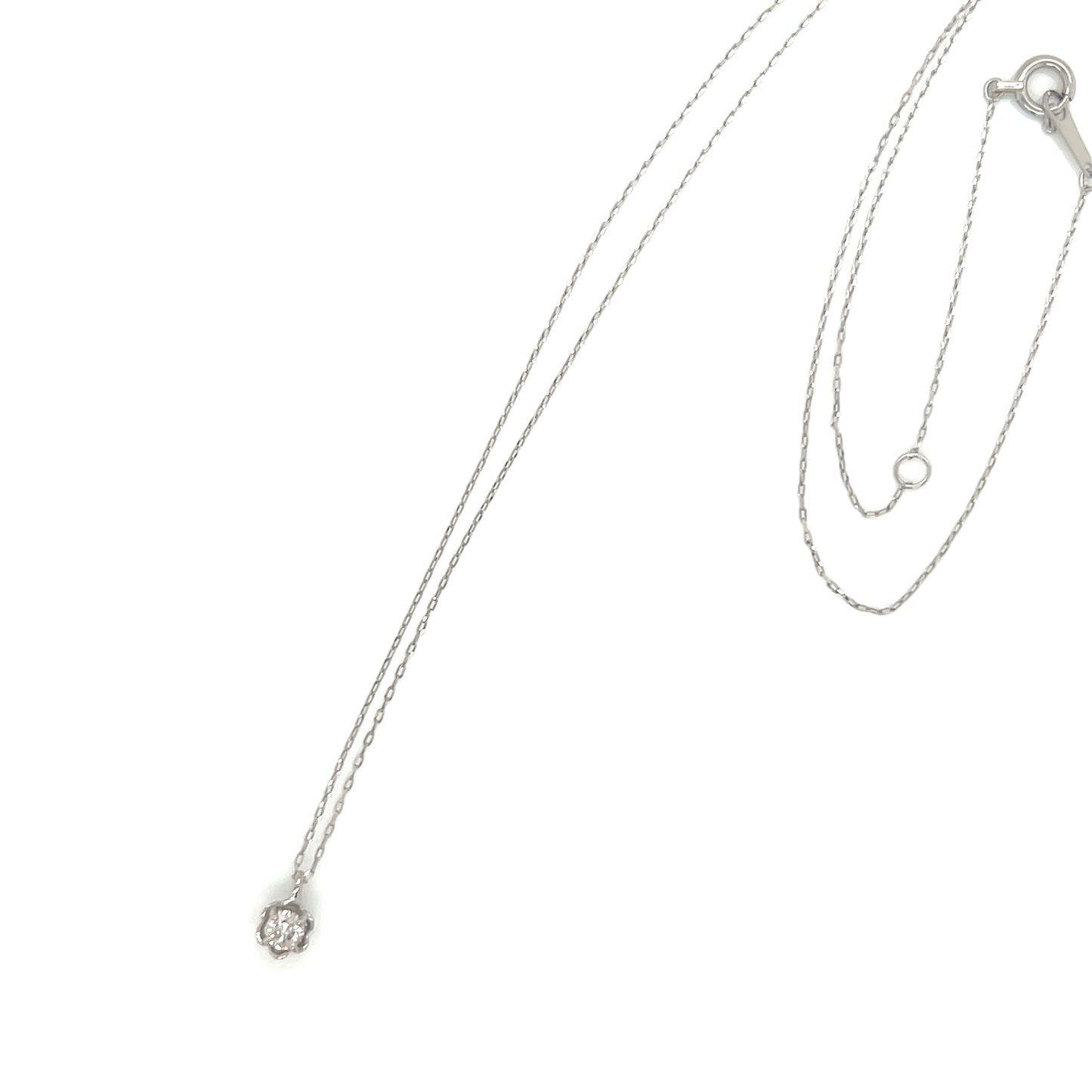 Single Dia Flower Necklace 0.1ct