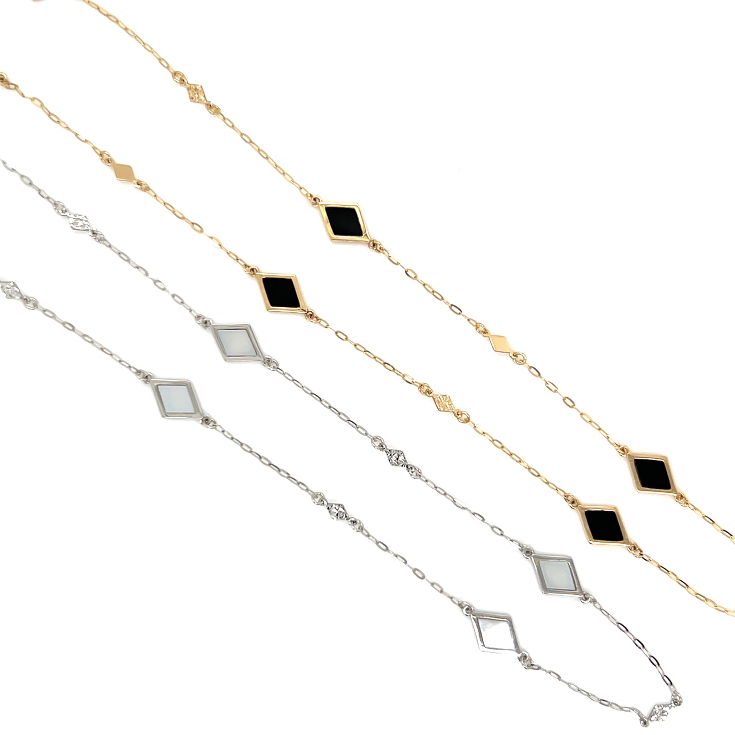 Rhombus Station Necklace - Mother of Pearl