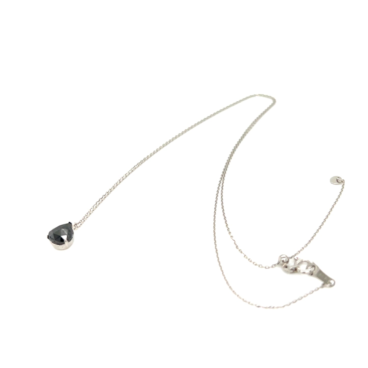 Pear cut Black Diamond Necklace 0.8ct