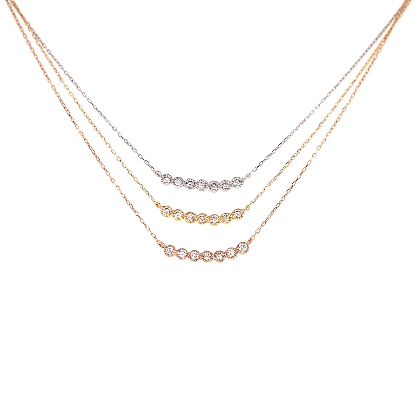 Bezel 7 Dia Smile Necklace 0.1ct - JMW Jewelry Wholesale