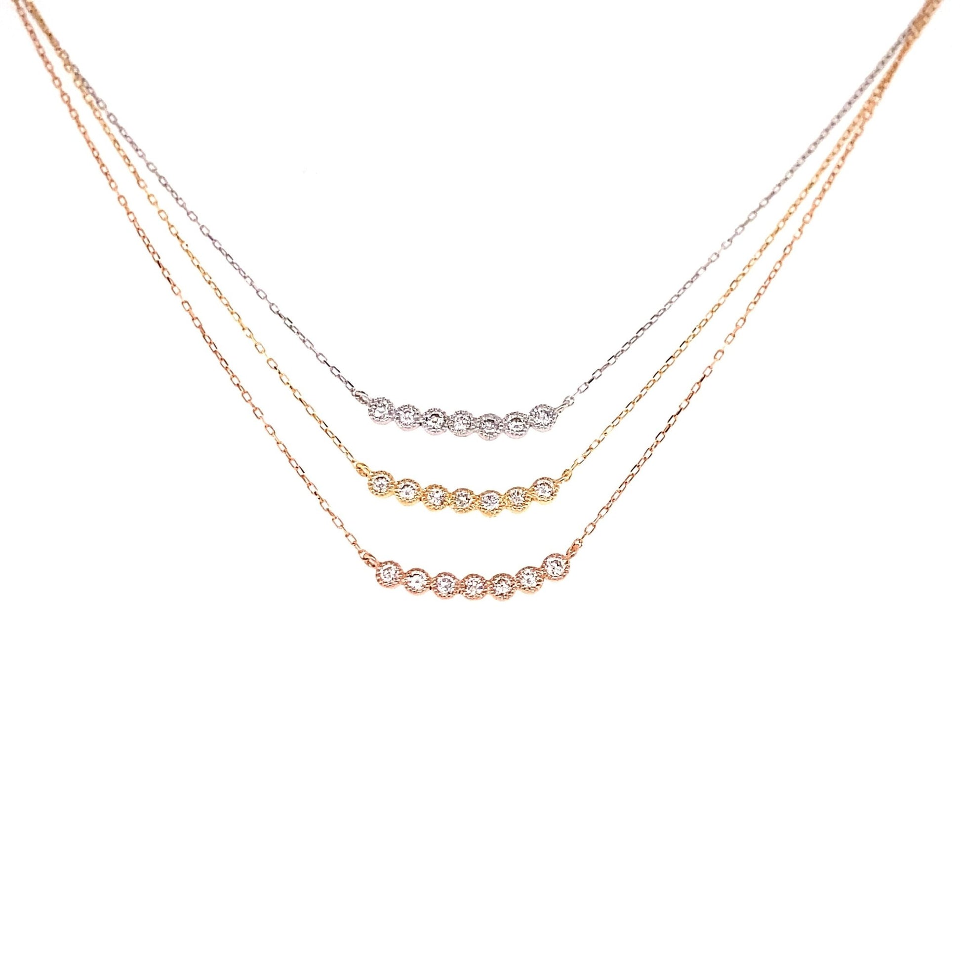 Bezel 7 Dia Smile Necklace 0.1ct - JMW Jewelry Wholesale