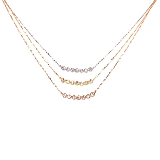 Bezel 7 Dia Smile Necklace 0.1ct - JMW Jewelry Wholesale