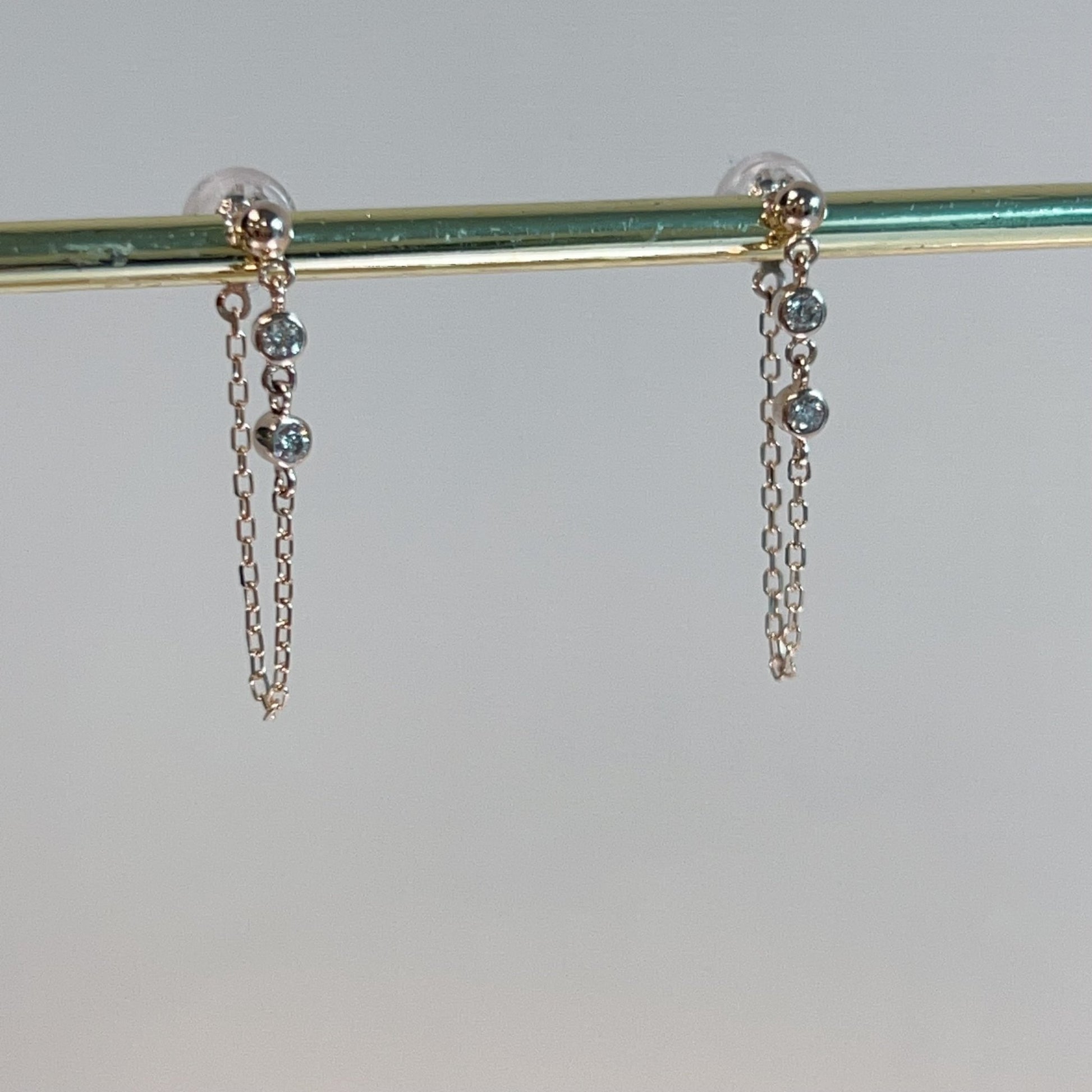 Bezel Chain Earrings 0.08ct - JMW Jewelry Wholesale