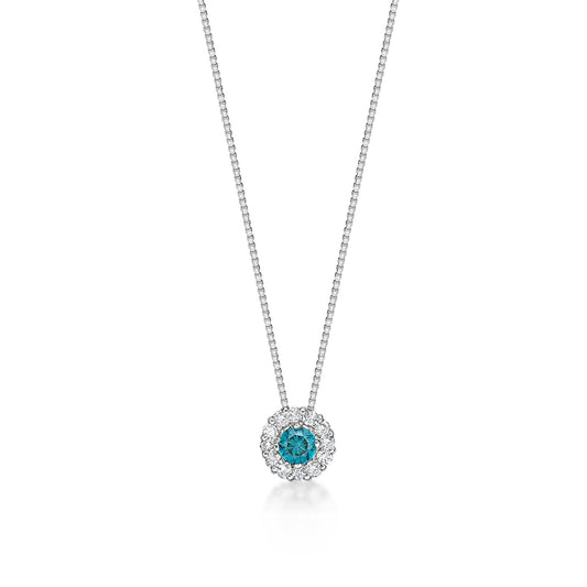 Blue Dia Halo Necklace 0.12/0.12ct - JMW Jewelry Wholesale