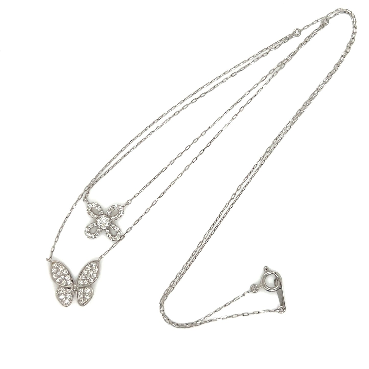 Butterfly Dual Pendant Necklace 0.4ct - JMW Jewelry Wholesale