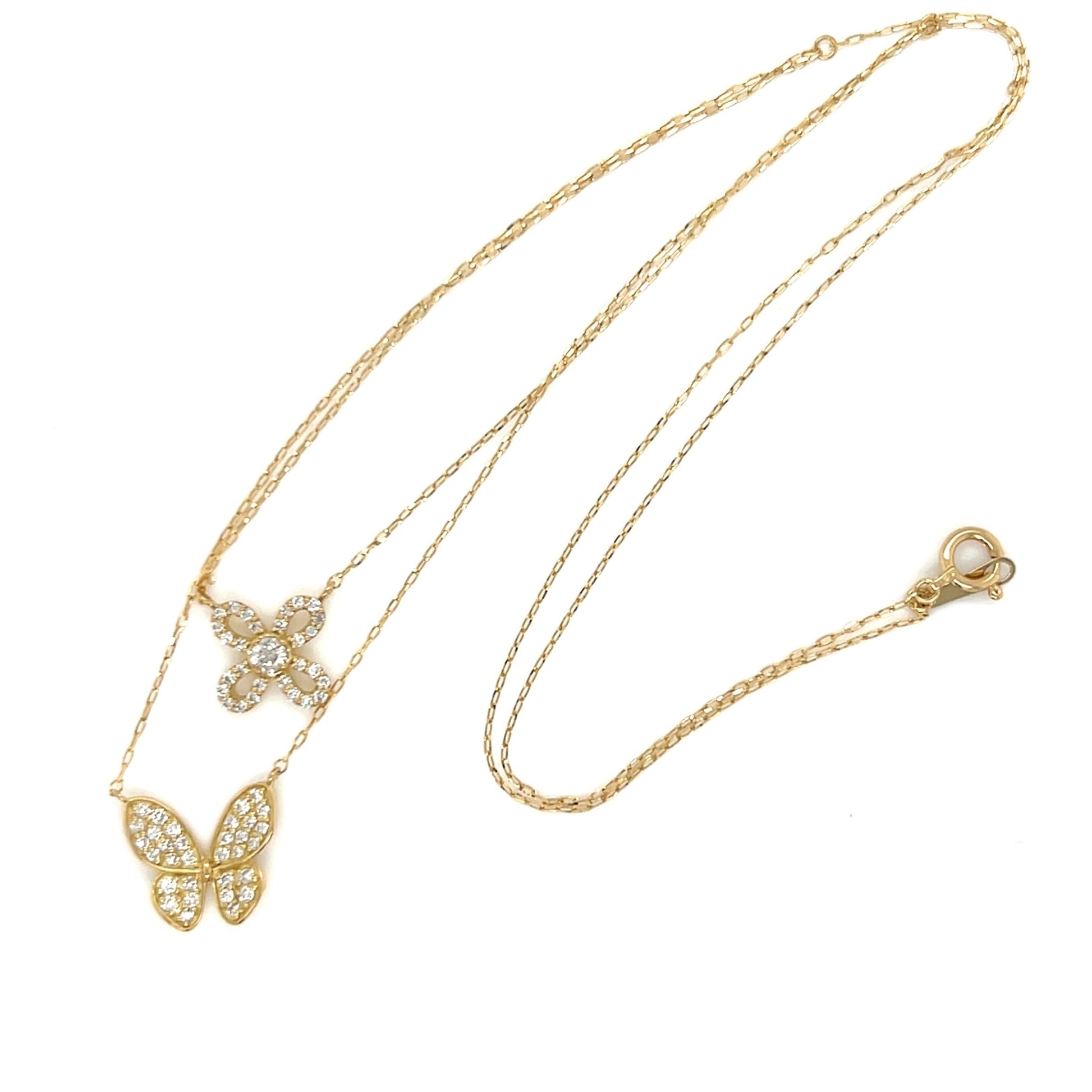 Butterfly Dual Pendant Necklace 0.4ct - JMW Jewelry Wholesale