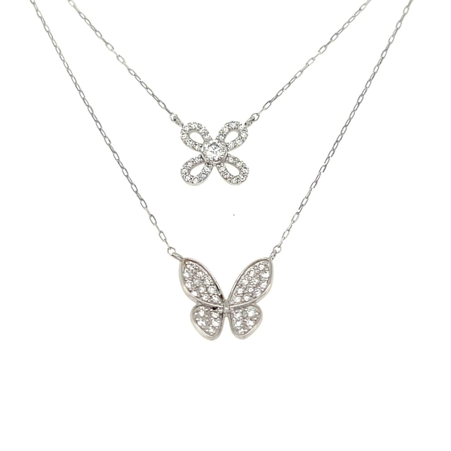 Butterfly Dual Pendant Necklace 0.4ct - JMW Jewelry Wholesale