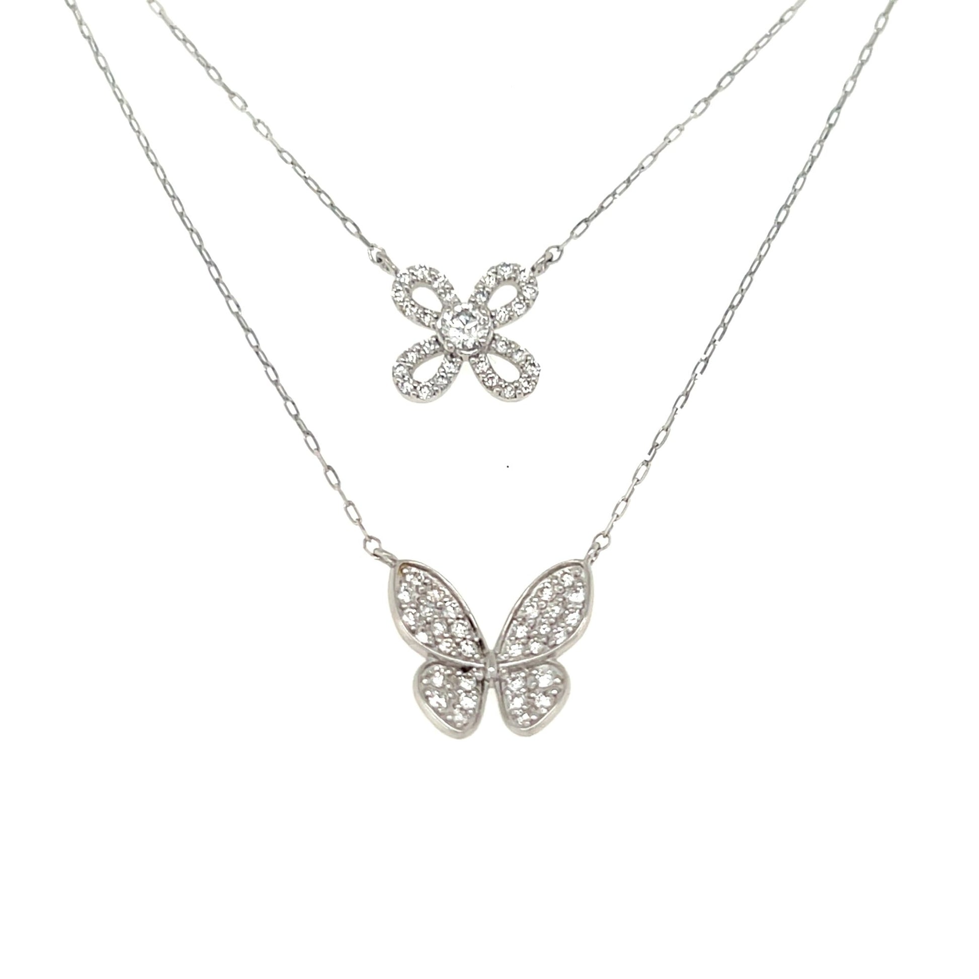 Butterfly Dual Pendant Necklace 0.4ct - JMW Jewelry Wholesale
