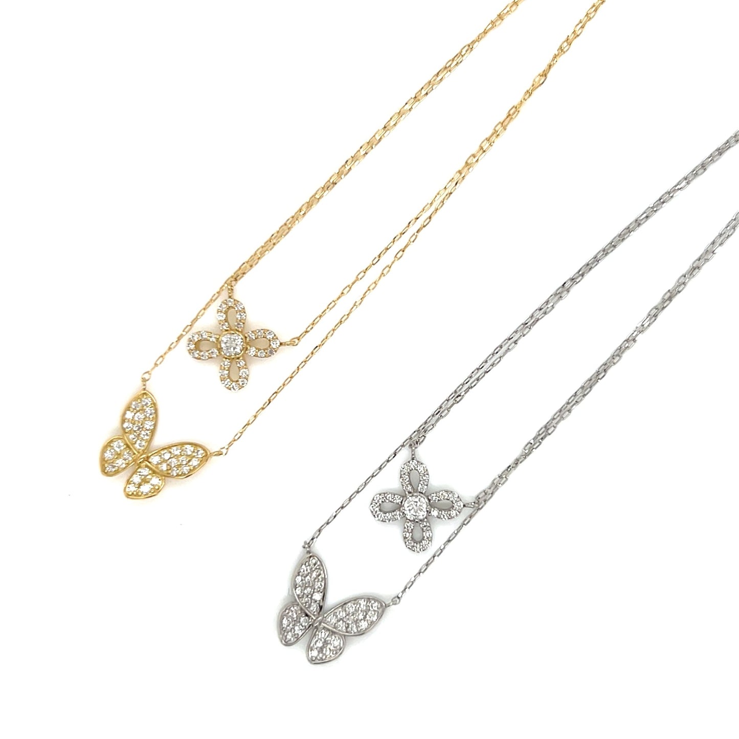 Butterfly Dual Pendant Necklace 0.4ct - JMW Jewelry Wholesale