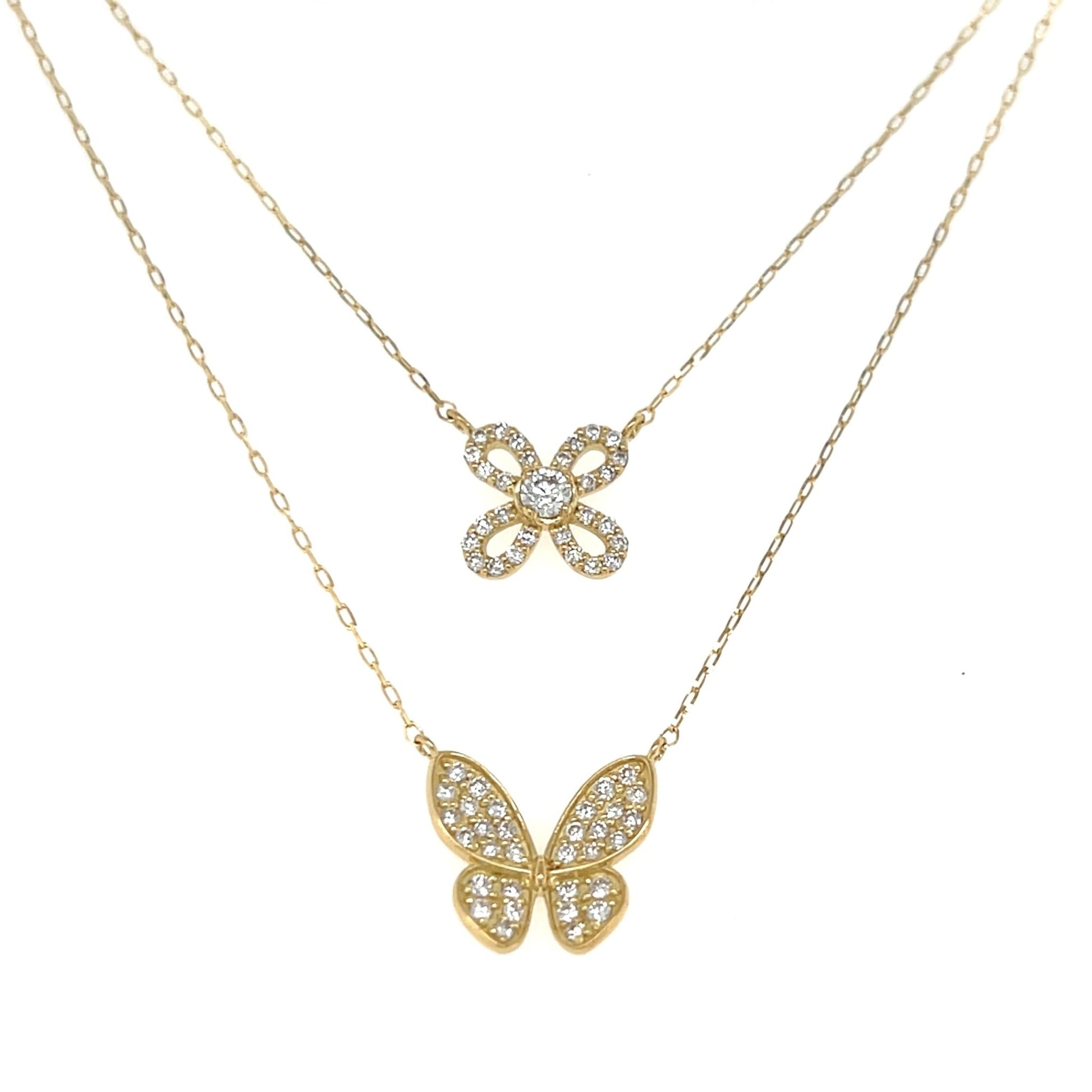 Butterfly Dual Pendant Necklace 0.4ct - JMW Jewelry Wholesale