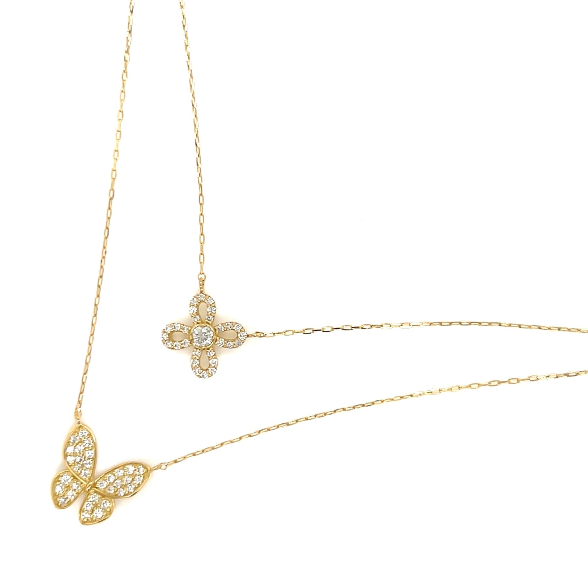 Butterfly Dual Pendant Necklace 0.4ct - JMW Jewelry Wholesale