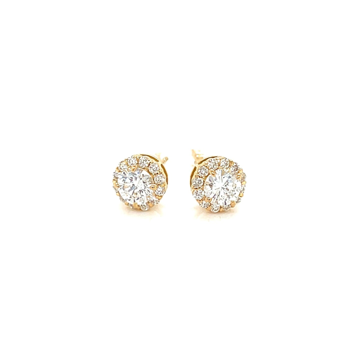 CGL Halo Earrings 0.76/0.24ctK18YG - JMW Jewelry Wholesale