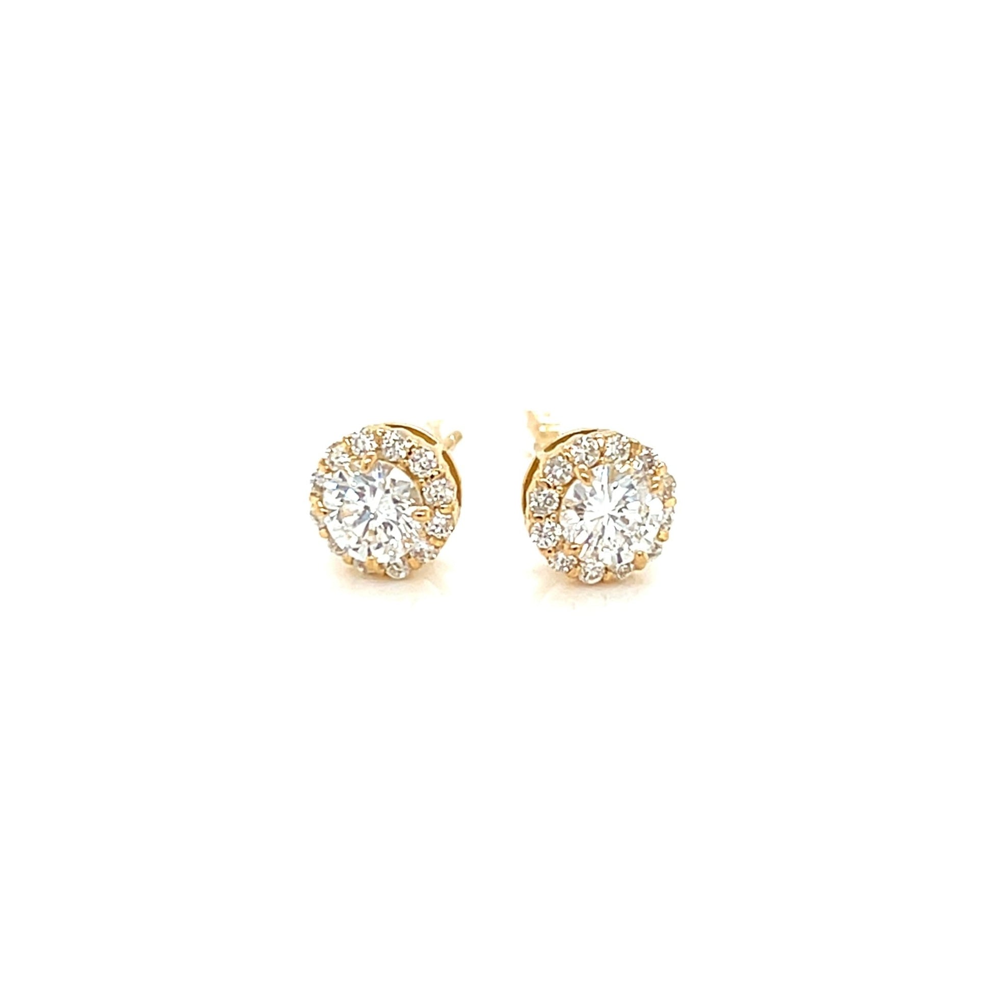 CGL Halo Earrings 0.76/0.24ctK18YG - JMW Jewelry Wholesale