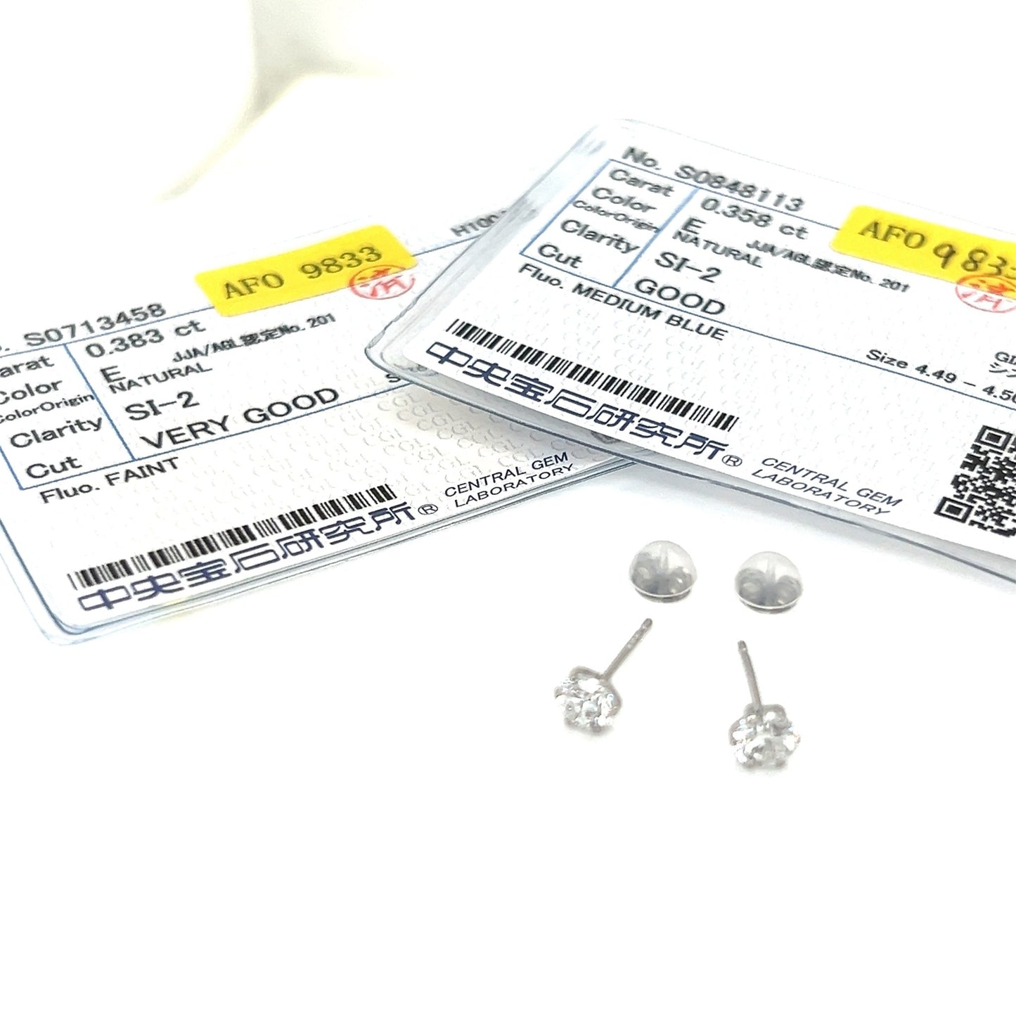 CGL Single Dia Earrings 0.7ct 0.358/0.383ct/E/SI2/GD - JMW Jewelry Wholesale