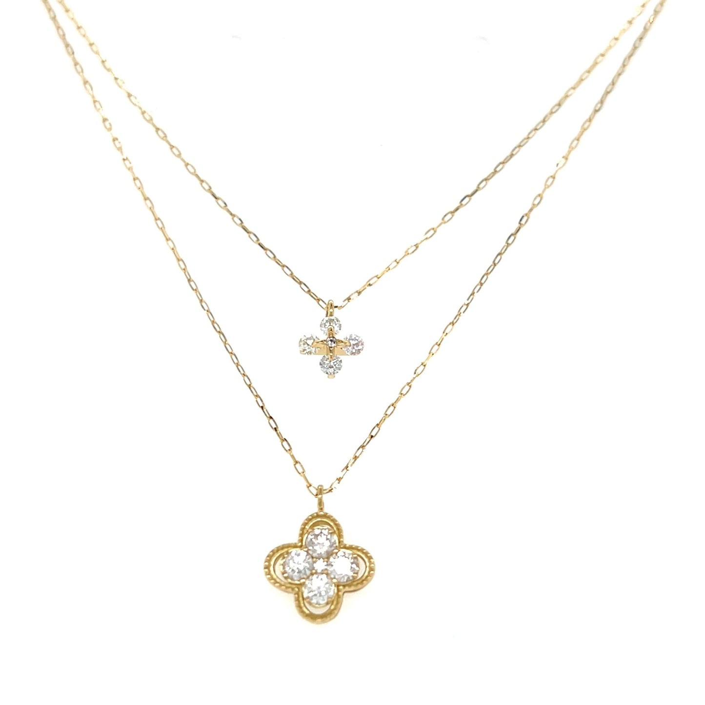 Clover Dual Pendant Necklace 0.4ct - JMW Jewelry Wholesale