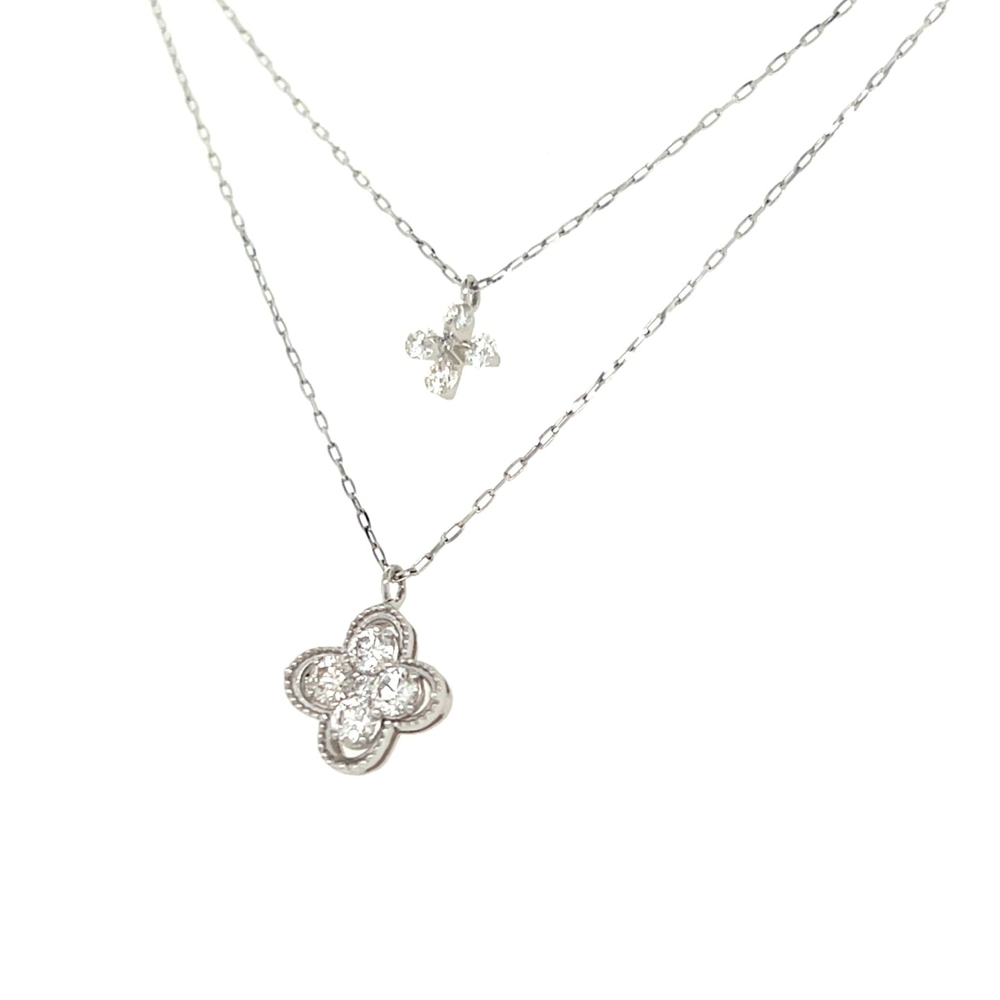 Clover Dual Pendant Necklace 0.4ct - JMW Jewelry Wholesale