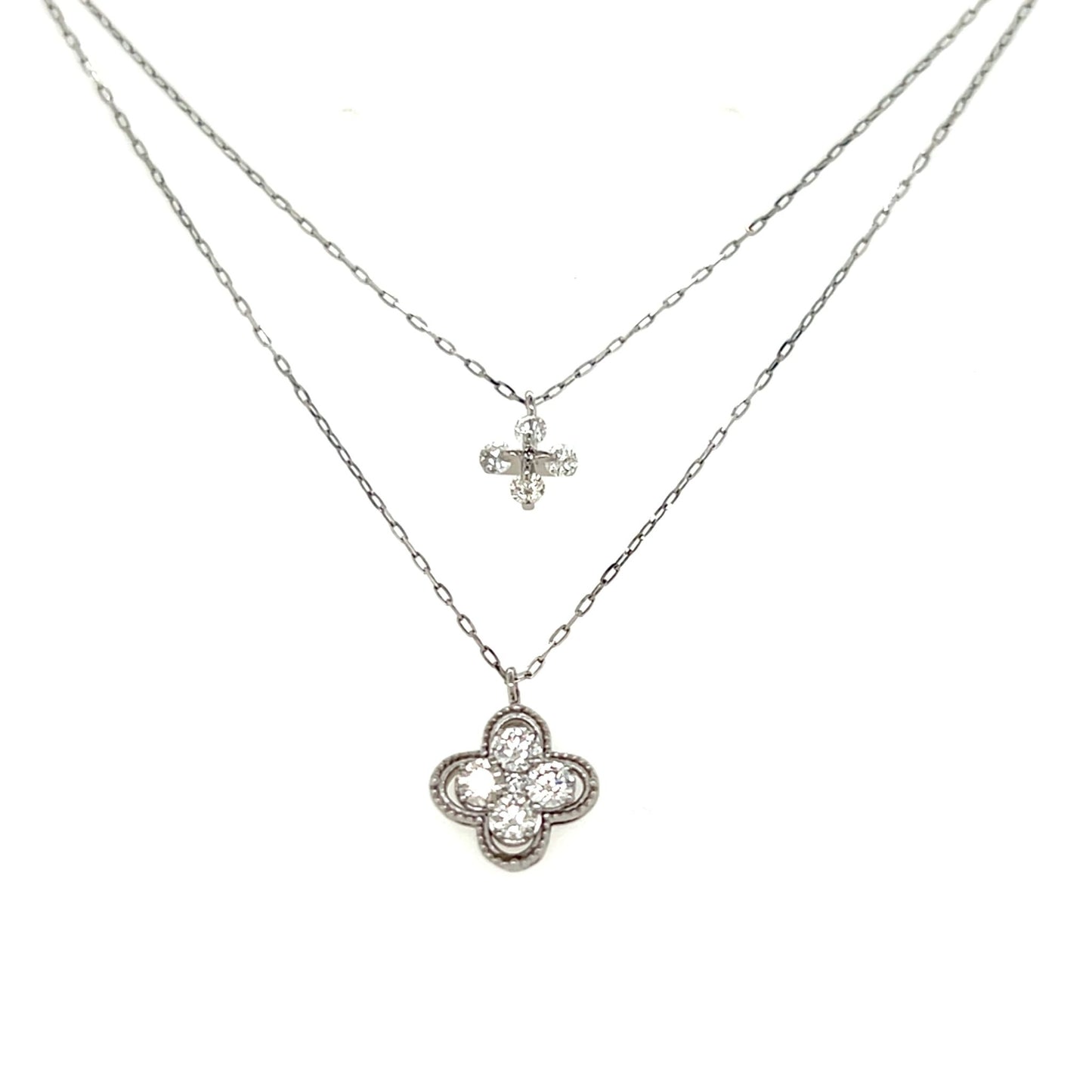 Clover Dual Pendant Necklace 0.4ct - JMW Jewelry Wholesale