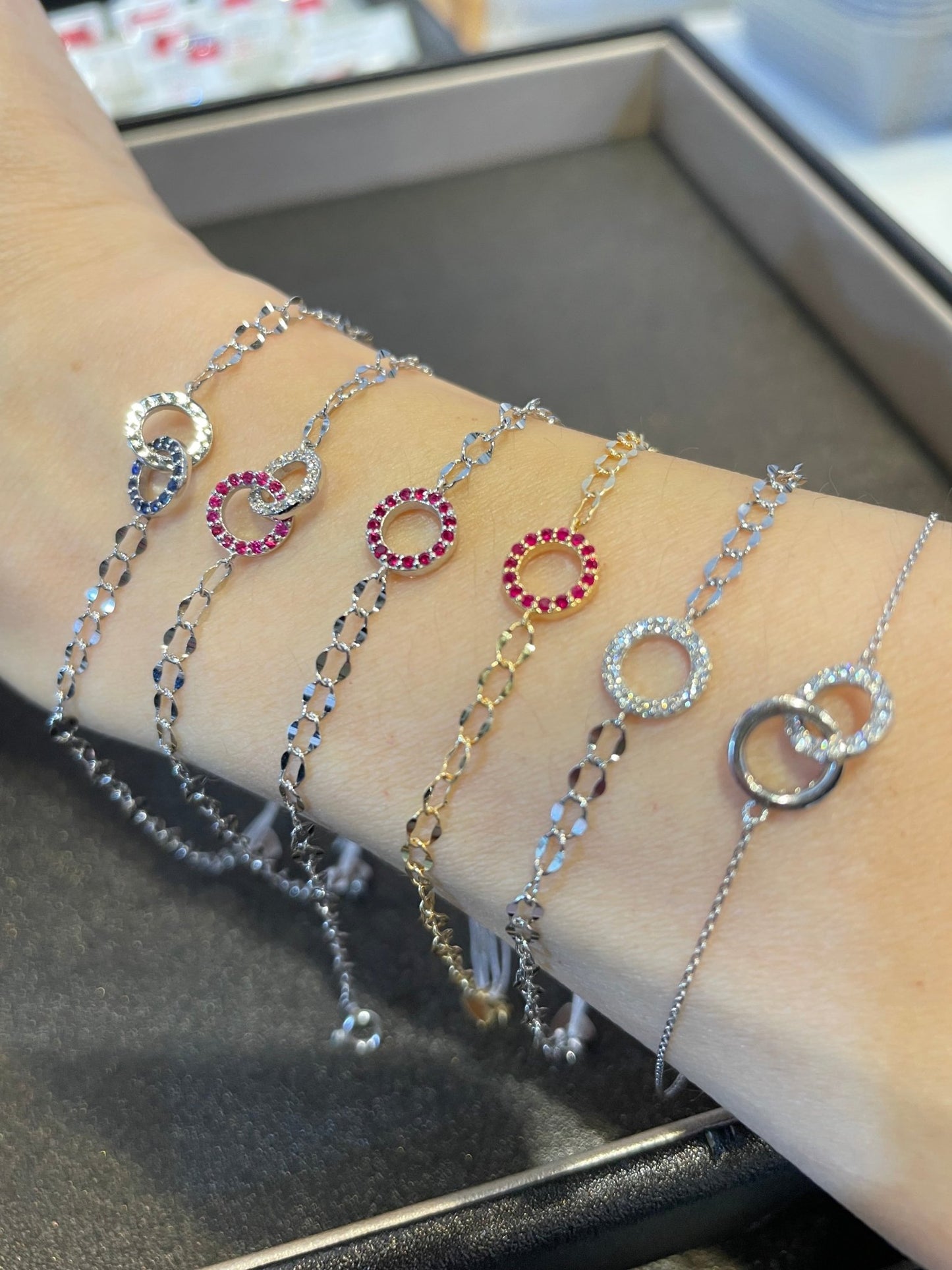 Cypress Double Loop Hollow round Bracelet Dia/Sapphire/0.1/0.1ct - JMW Jewelry Wholesale