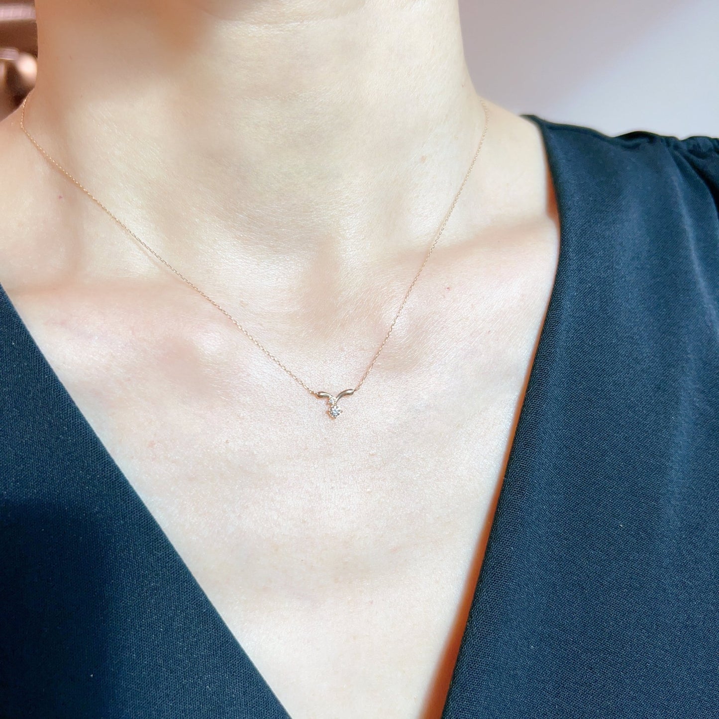 Dangle Dia V shape Necklace 0.07ct - JMW Jewelry Wholesale