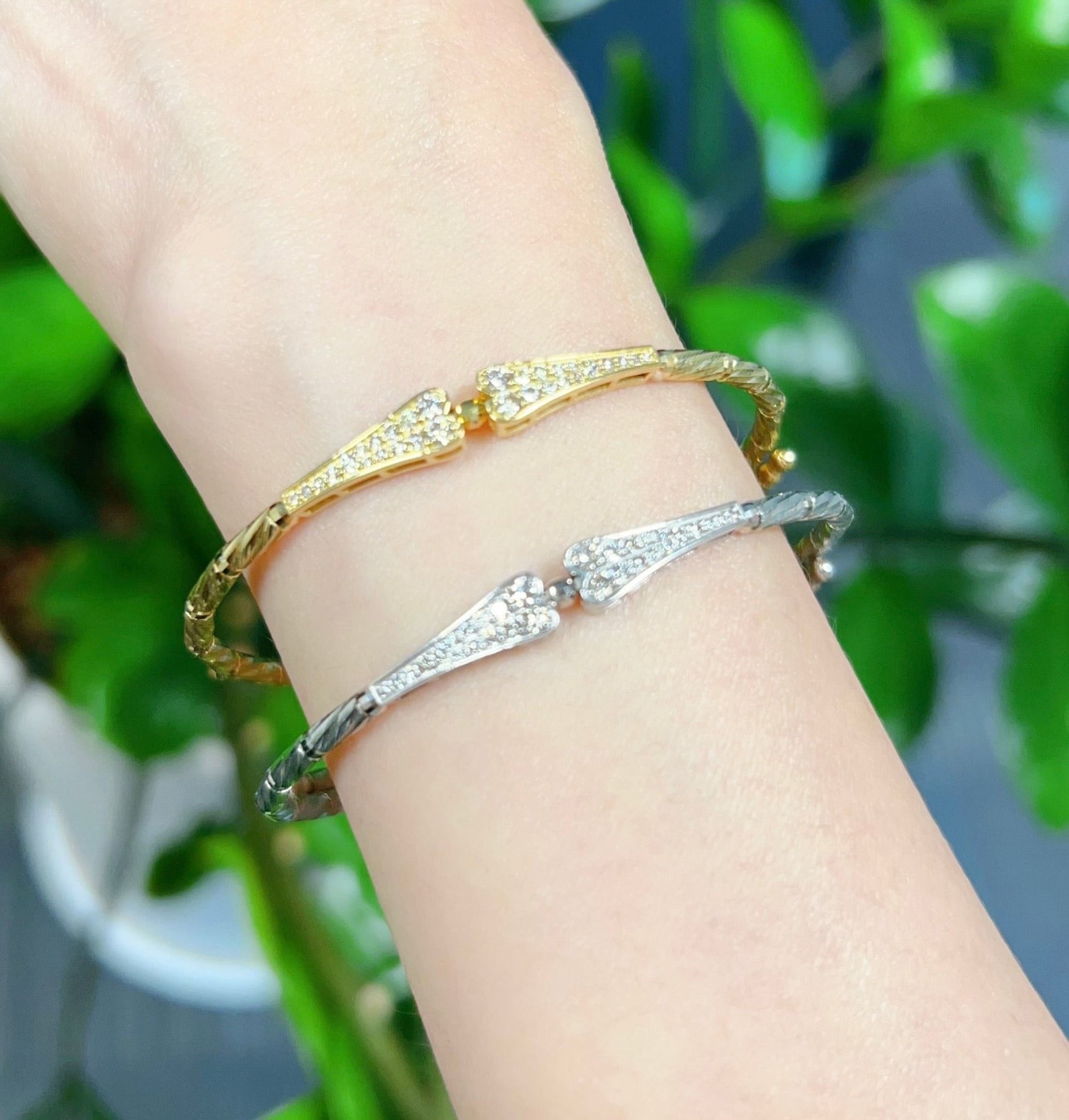 Double Heart Flexi Bangle 0.35ct - JMW Jewelry Wholesale