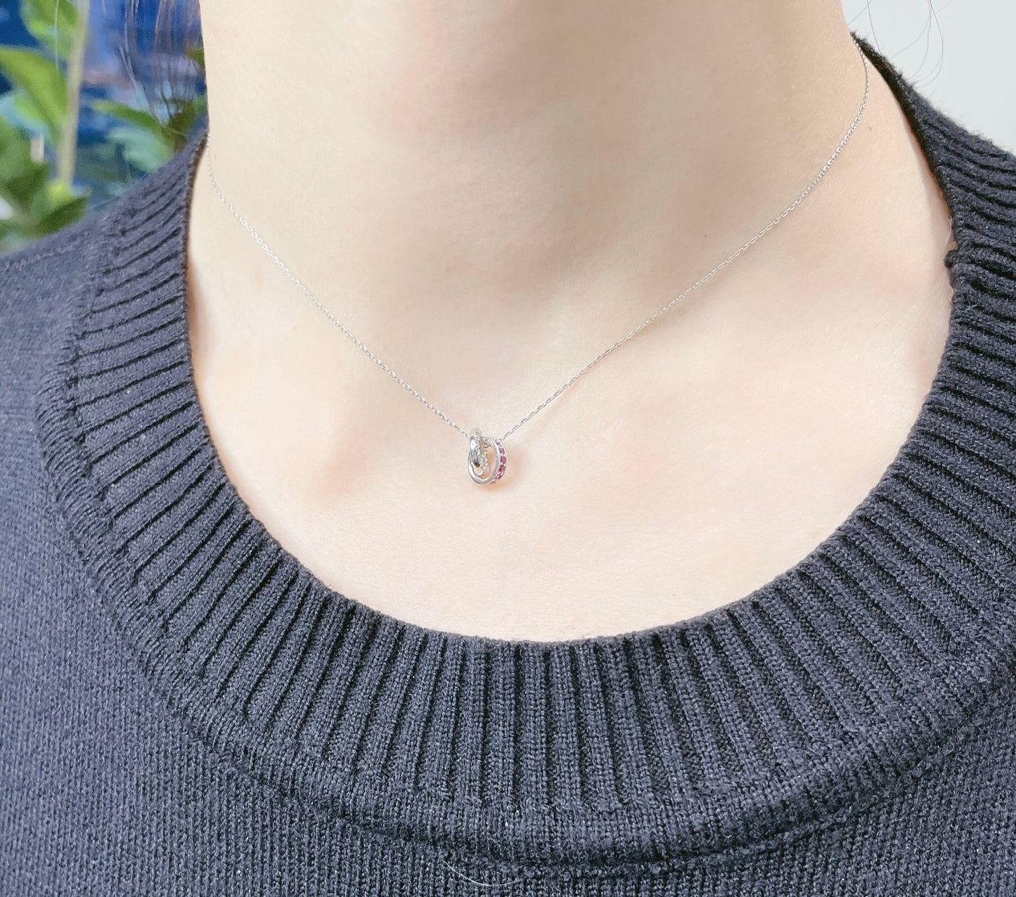 Double Loop Necklace Ruby 0.1/0.1ct - JMW Jewelry Wholesale