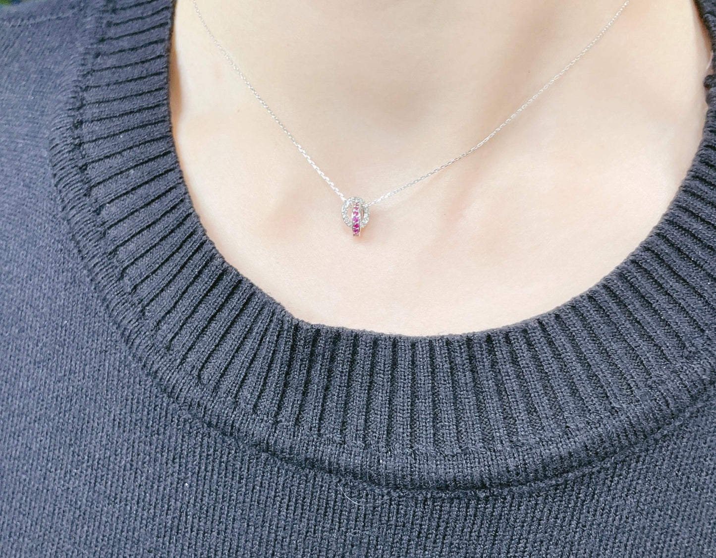 Double Loop Necklace Ruby 0.1/0.1ct - JMW Jewelry Wholesale