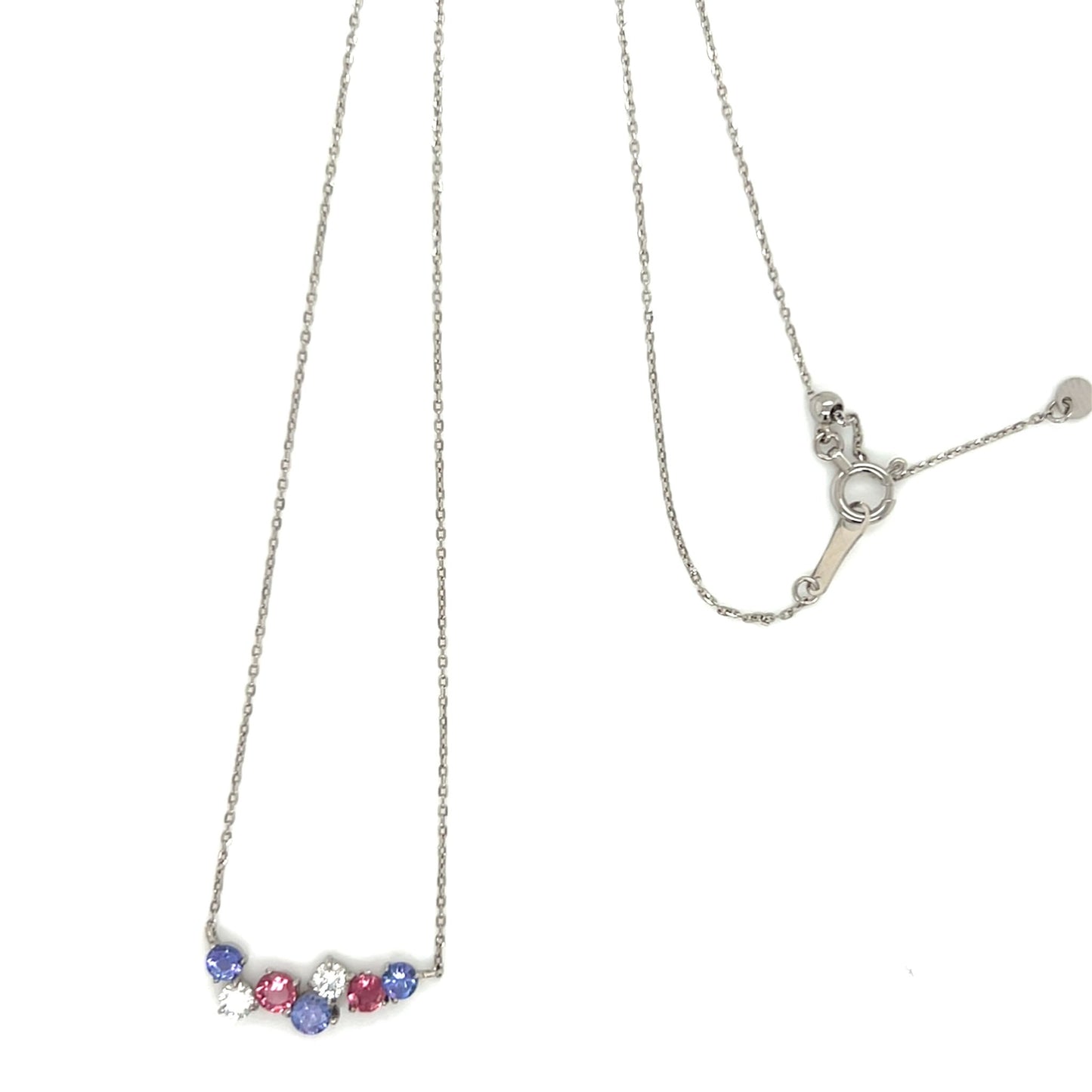 Dreamy Wavy Smile Necklace 0.14ct Tanzanite/Pink Tourmaline: 0.3ct - JMW Jewelry Wholesale